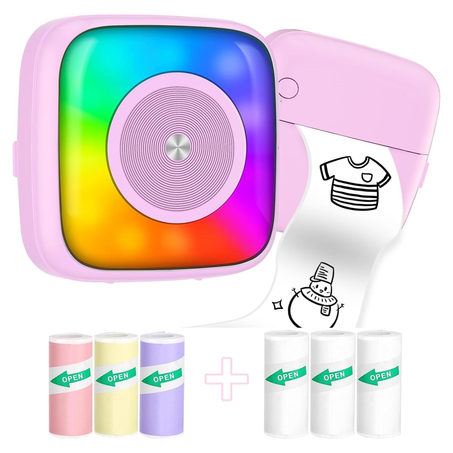 Impresora Mini de Etiquetas Lebt MX10 Rosa, 6 Rollos, Térmica