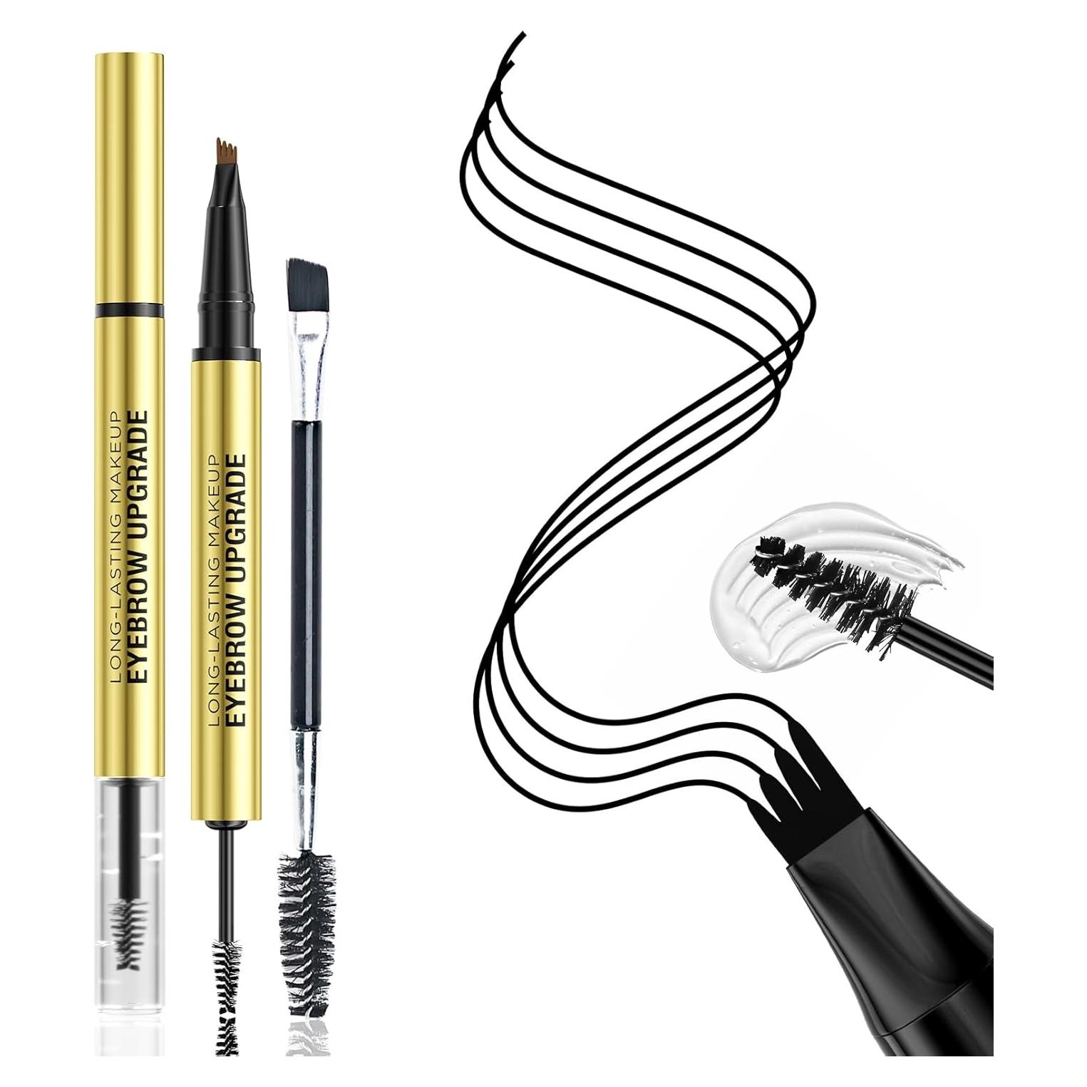 Lápiz de Cejas 2-en-1 W3W Negro Impermeable con Punta Precisa