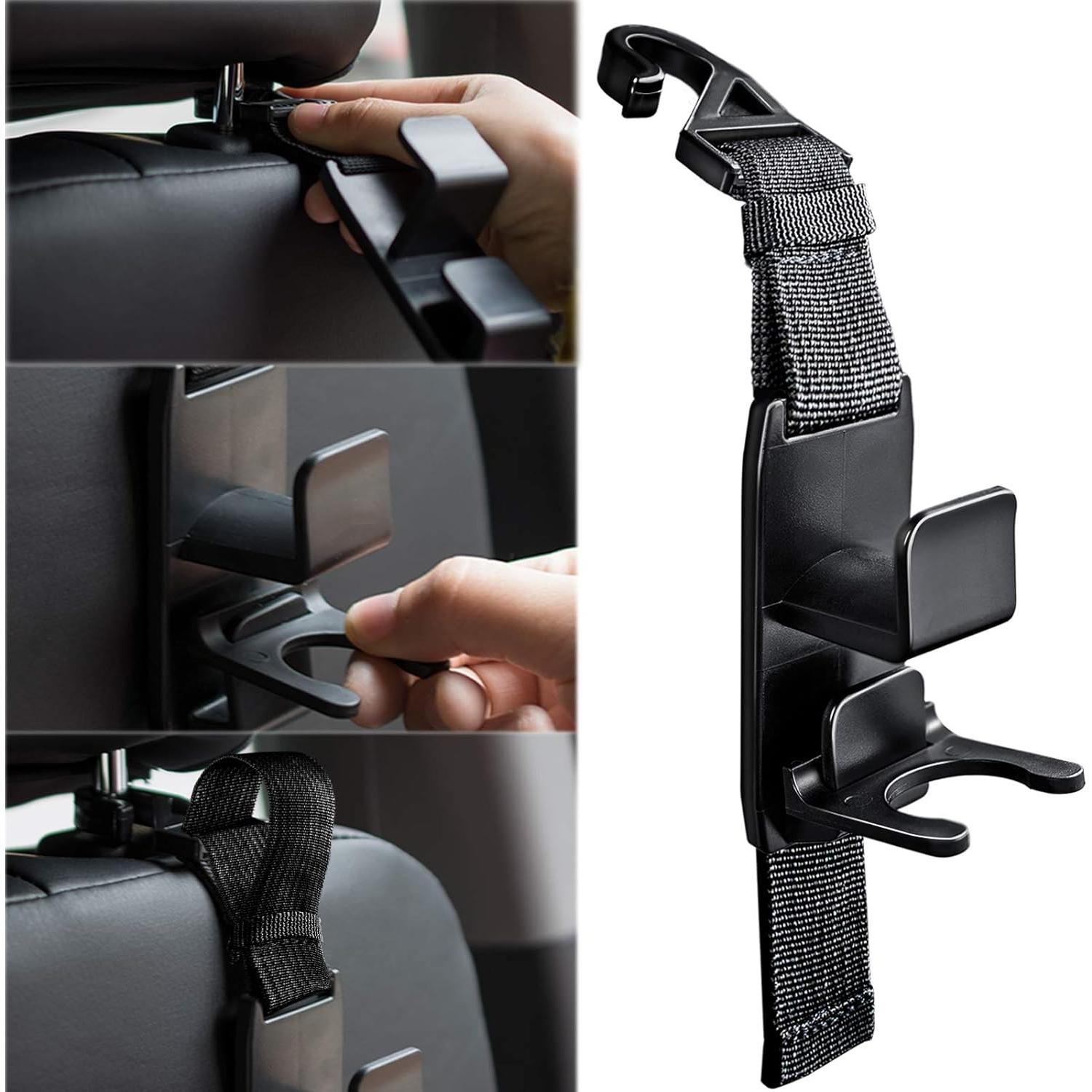 Ganchos para Reposacabezas Magic Hanger Heroway - 4 Piezas Negro Mate