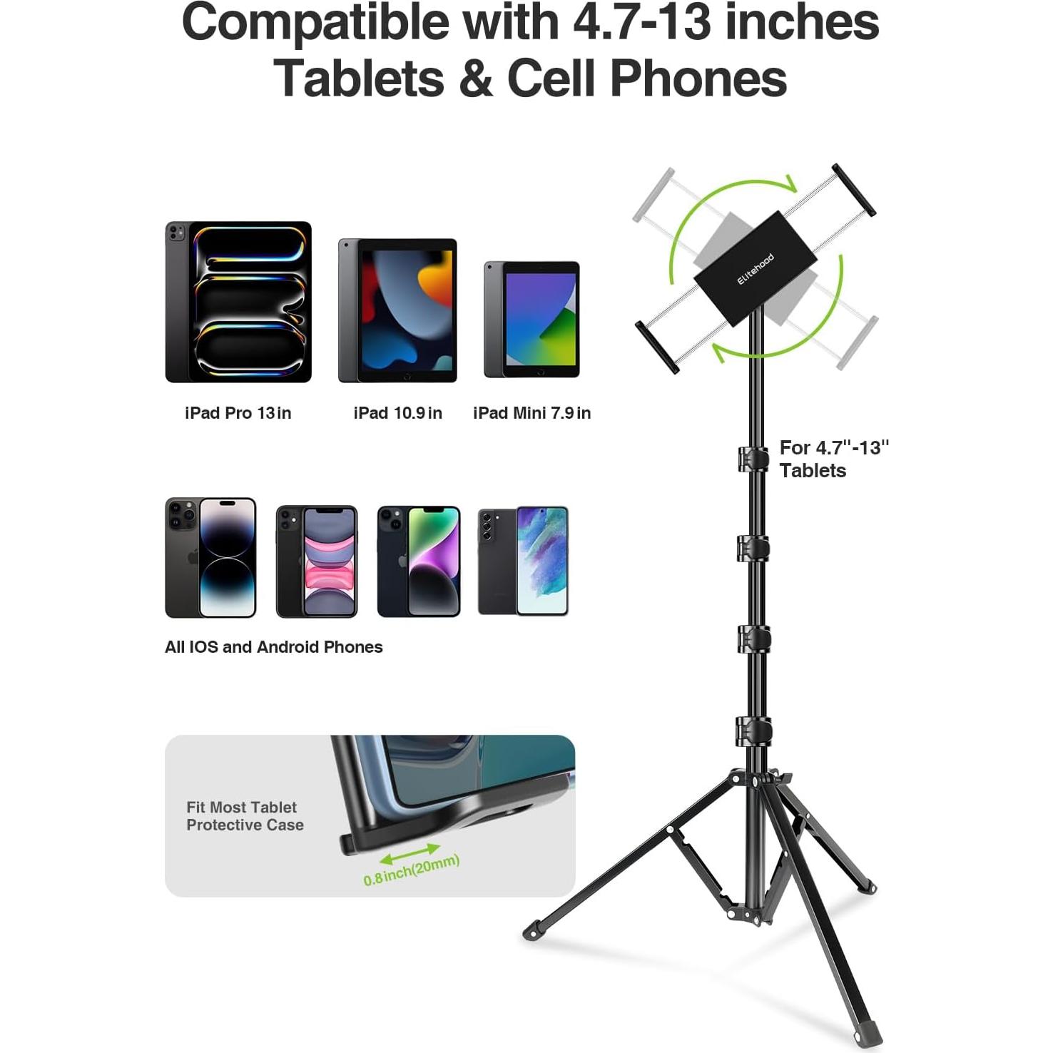 Soporte trípode Elitehood EH-505 altura 165 cm rotación 360°