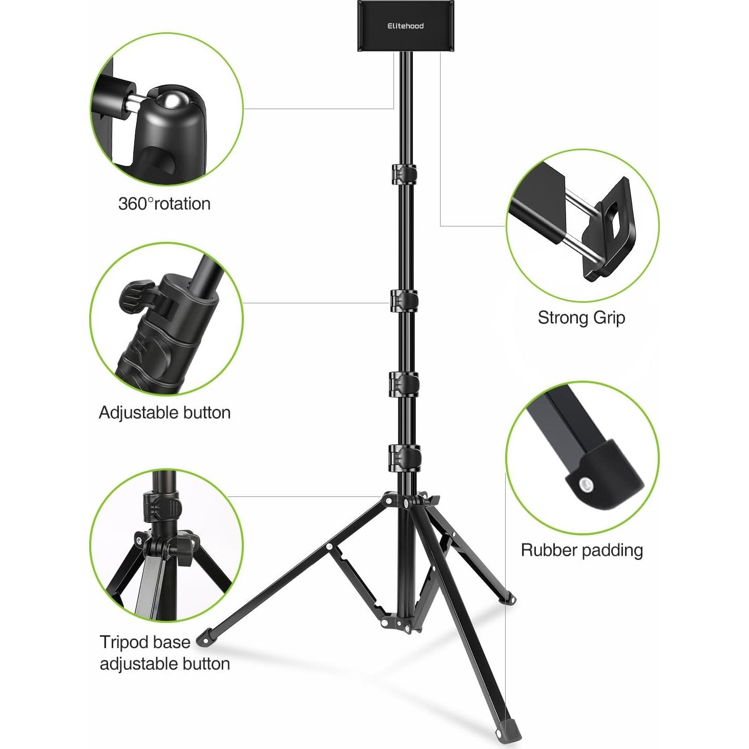 Soporte trípode Elitehood EH-505 altura 165 cm rotación 360°