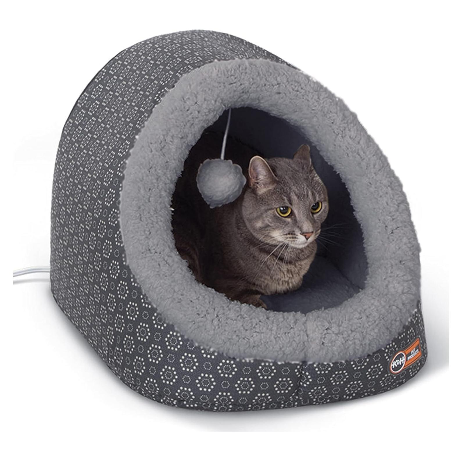Cueva Térmica para Gatos K&H 43x38x33cm Gris Lavable