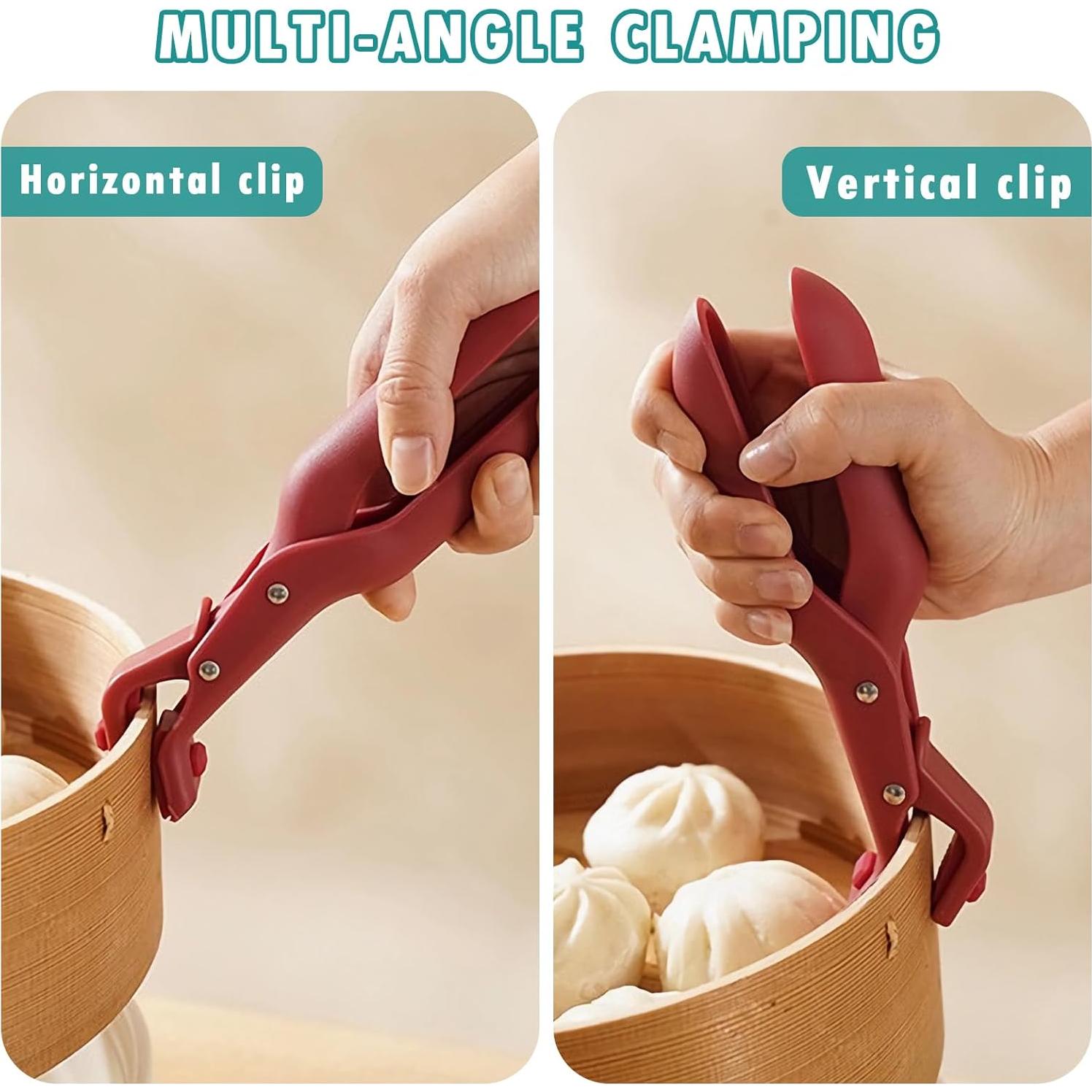 Multi-Function Anti-Scald Bowl Clip, 2Pcs Multi-Purpose Hot Bowl Dish Plate Gripper Clips Tongs Clamp Holder for Kitchen, Silicone Non-Slip Anti-Scald Ironing Dish Clamp for Cooking