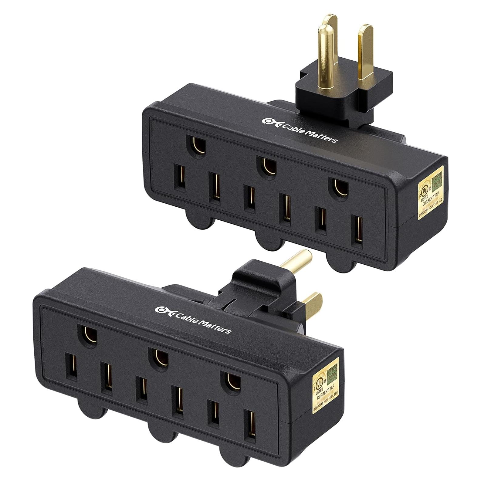 Adaptador de Pared Giratorio 3 Salidas Cable Matters Negro