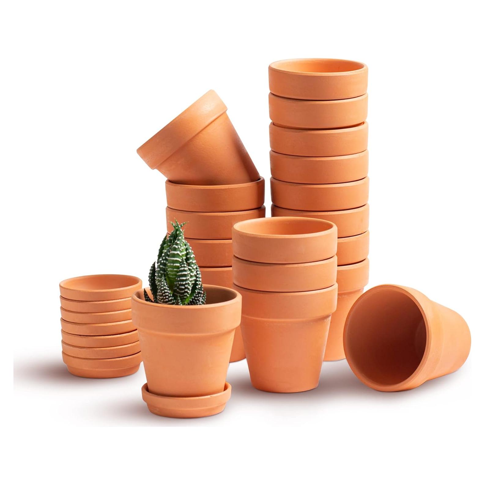Macetas de terracota HERDUK 8.1 cm con plato - Paquete de 18