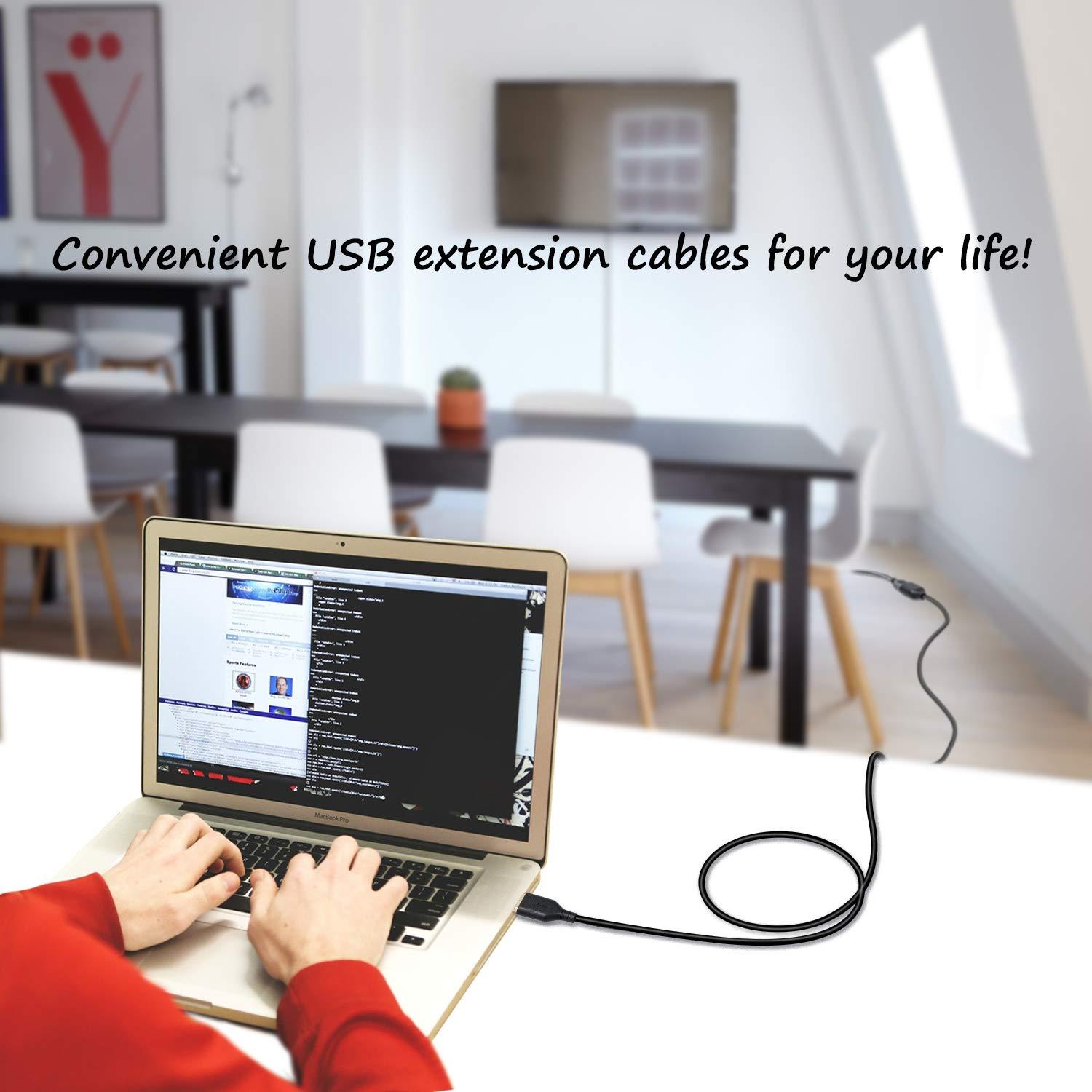 Cable de Extensión USB 2.0 Costyle 4.57m Negro Macho a Hembra