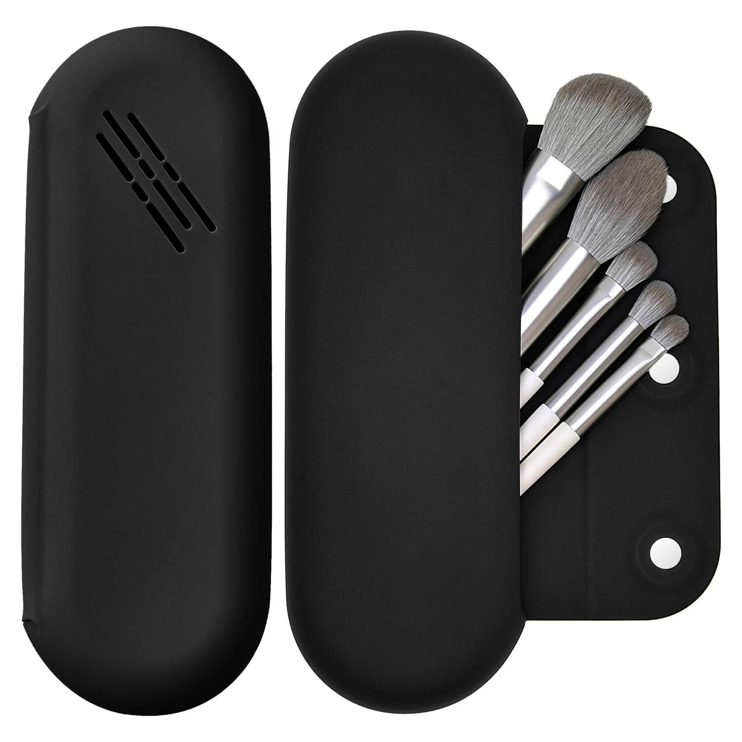 Soporte Organizador de Brochas de Maquillaje Silicona Negro