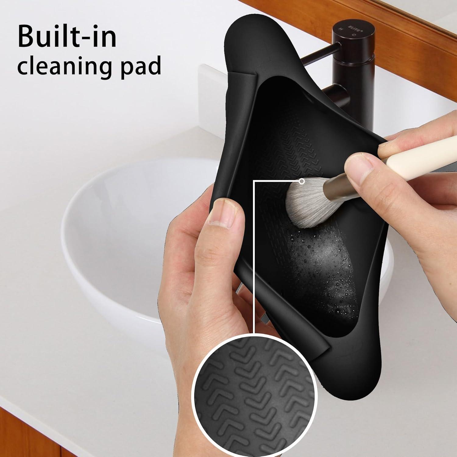 Soporte Organizador de Brochas de Maquillaje Silicona Negro