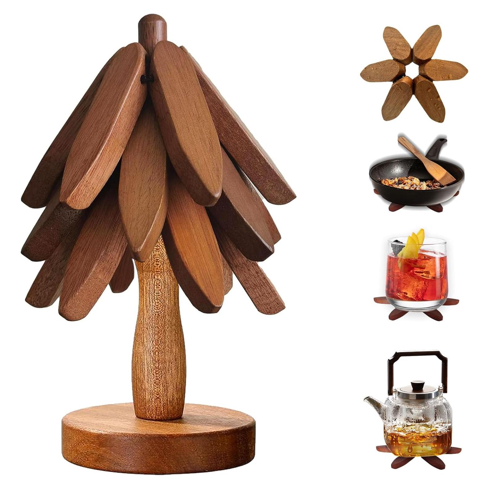 Trivetes de Madera DAOLEMIJI - 3 Piezas Suave para Ollas