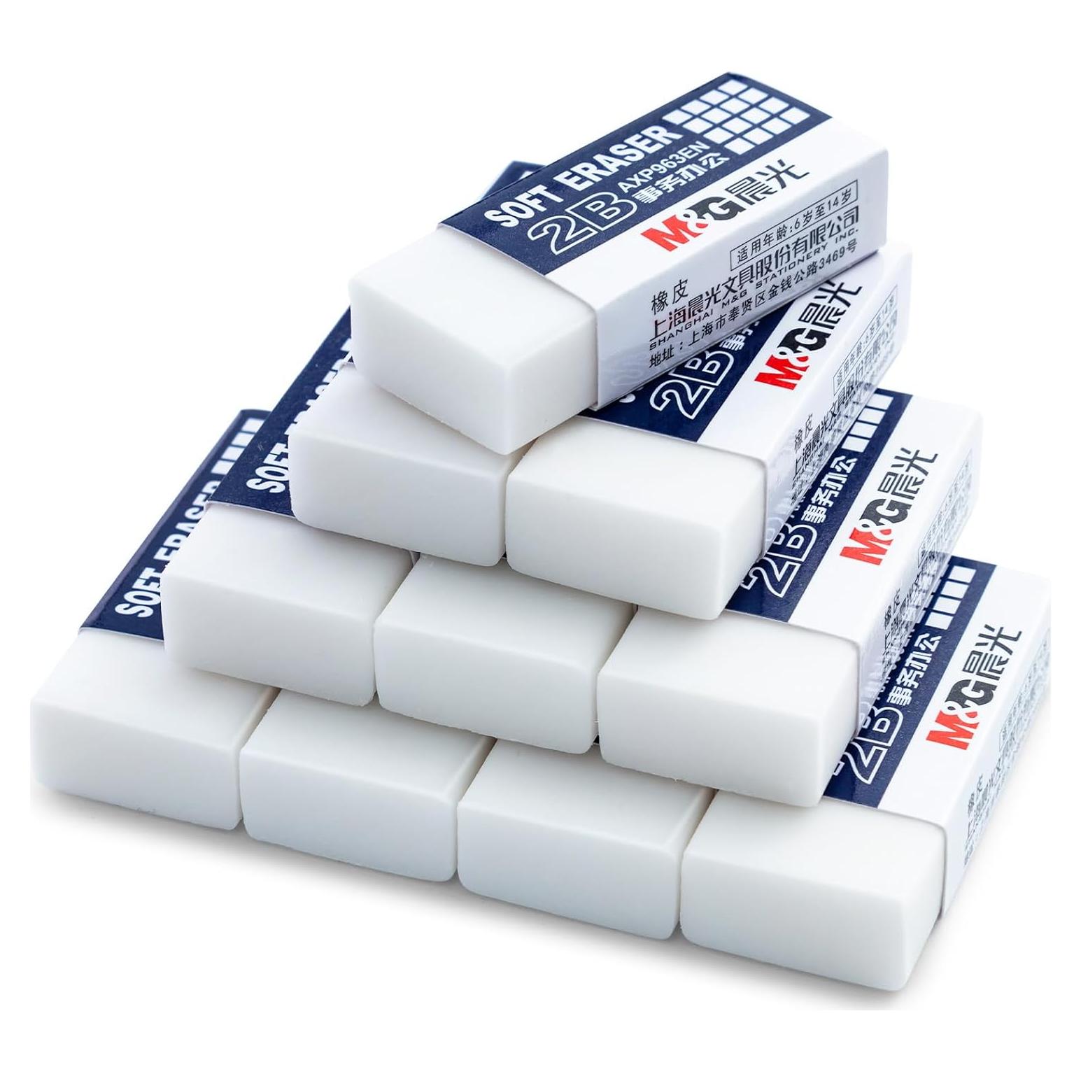 Paquete de 24 Gomas de Borrar M&G Caucho Blanca 2B Rectangular