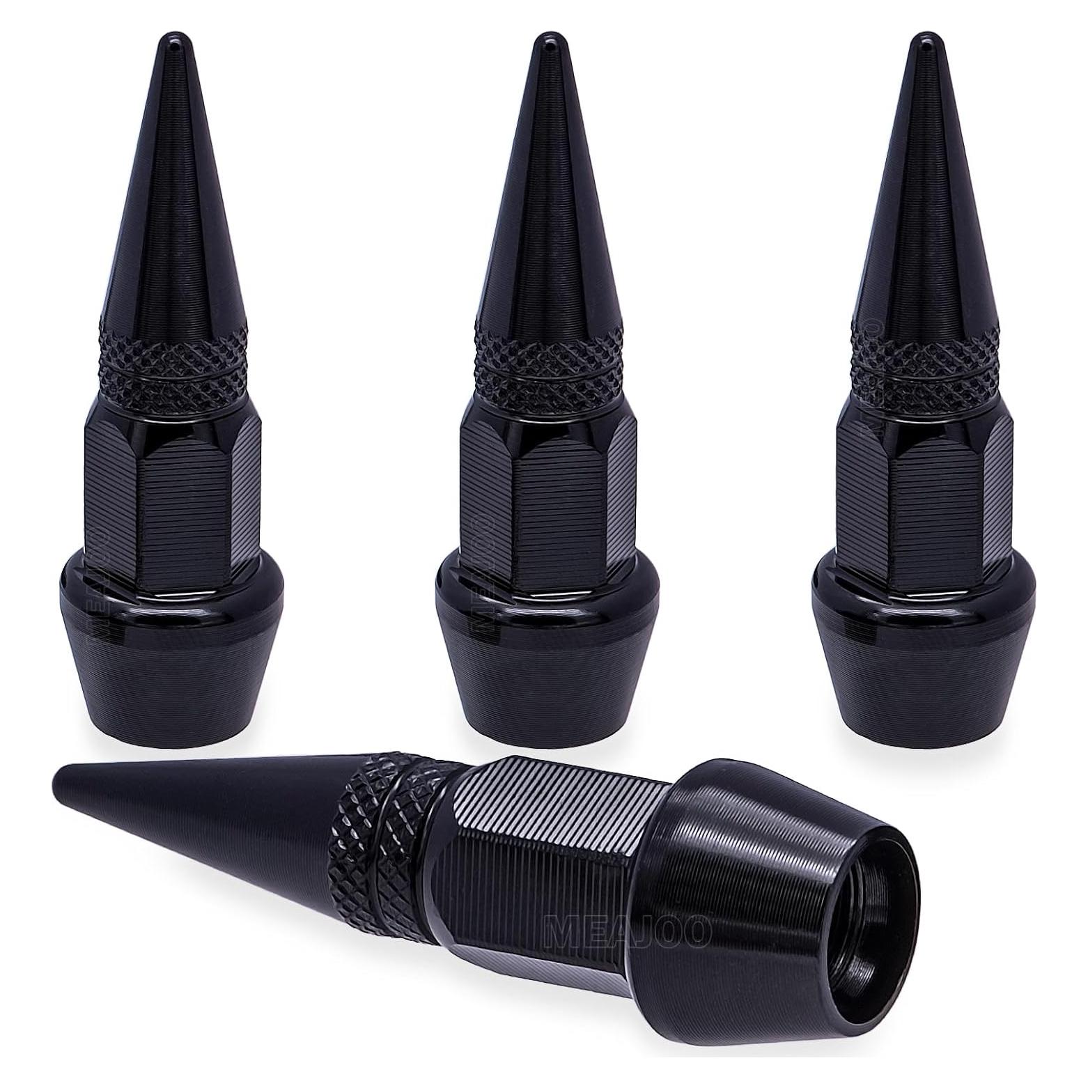 4 Tapones de Válvula de Neumático MEAJOO - Aluminio Negro