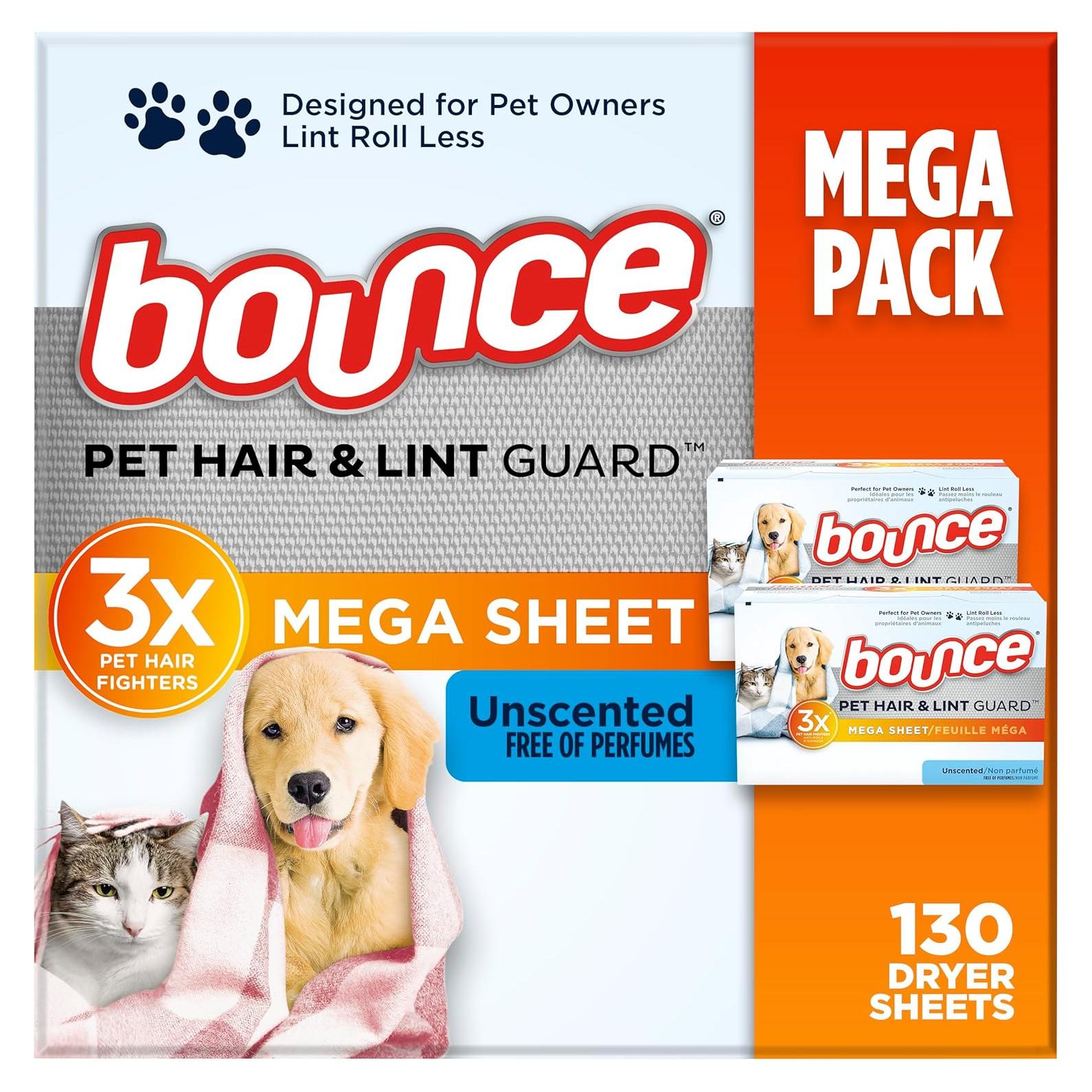 Hojas para Secadora Bounce Mega 130 Unidades Sin Fragancia