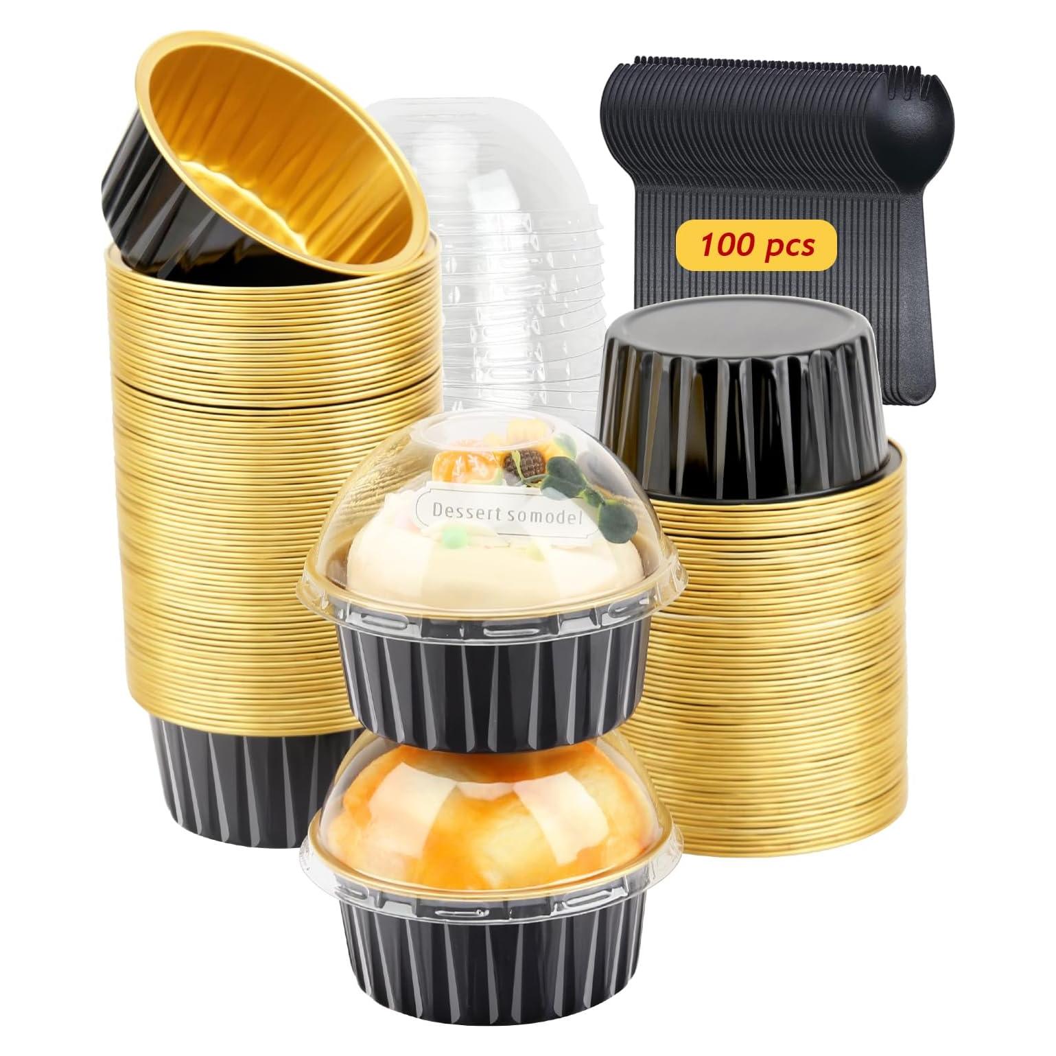 Moldes para Cupcakes LNYZQUS 5oz con Tapas - 100 Piezas