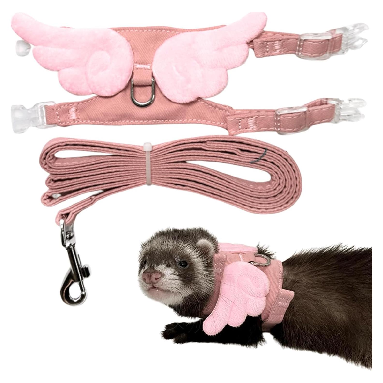 Arnés y Correa Ajustable para Hurones y Mascotas Pequeñas Rosa