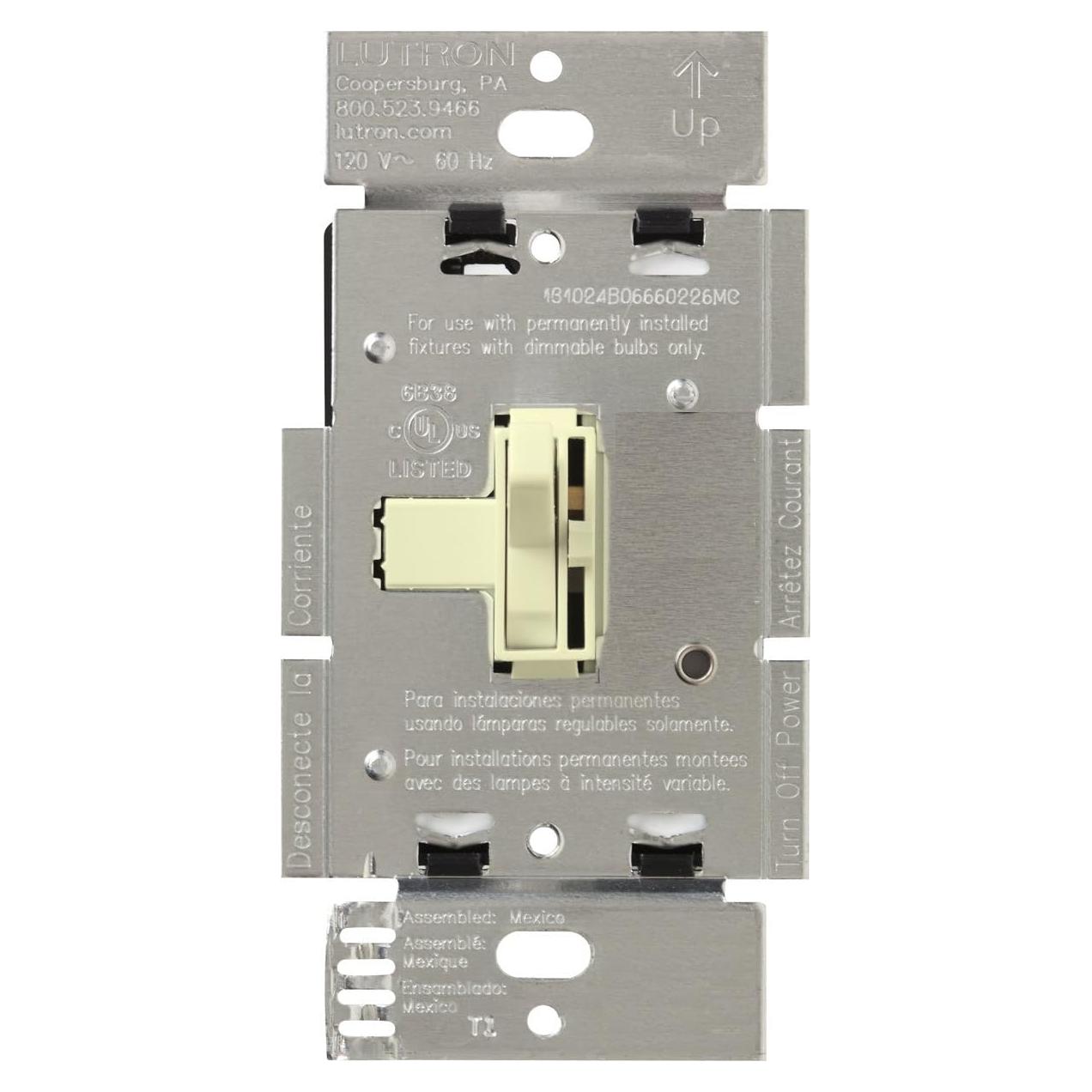 Regulador de Luz Lutron Toggler AY-603P-AL 600W Almendra