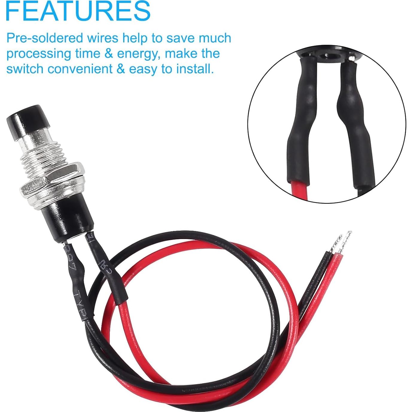 Interruptor de Botón Momentáneo 12V MELIFE 20pcs 7mm SPST