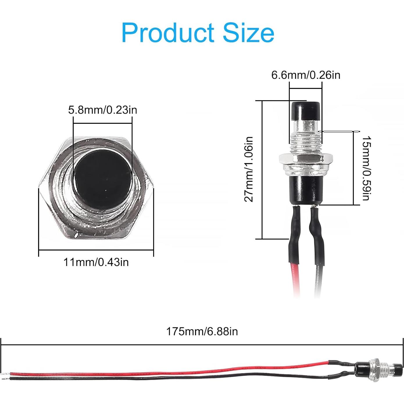 Interruptor de Botón Momentáneo 12V MELIFE 20pcs 7mm SPST