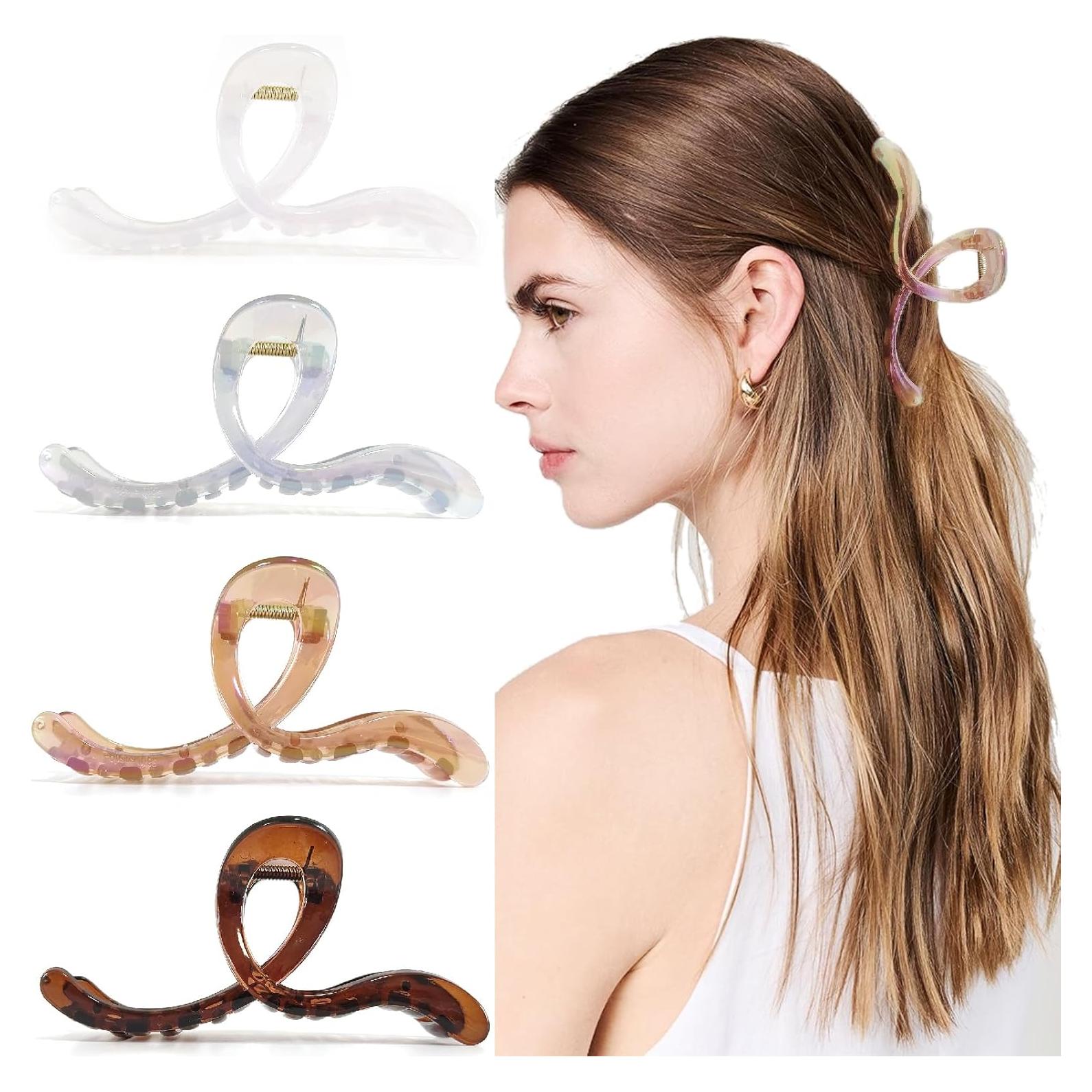 Clips de Garra Grande LILIEBE Cristal 4 Pcs 13 cm