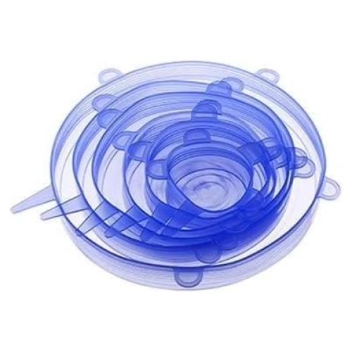 Juego de 6 Tapas de Silicona Estirables Genérico - Azul