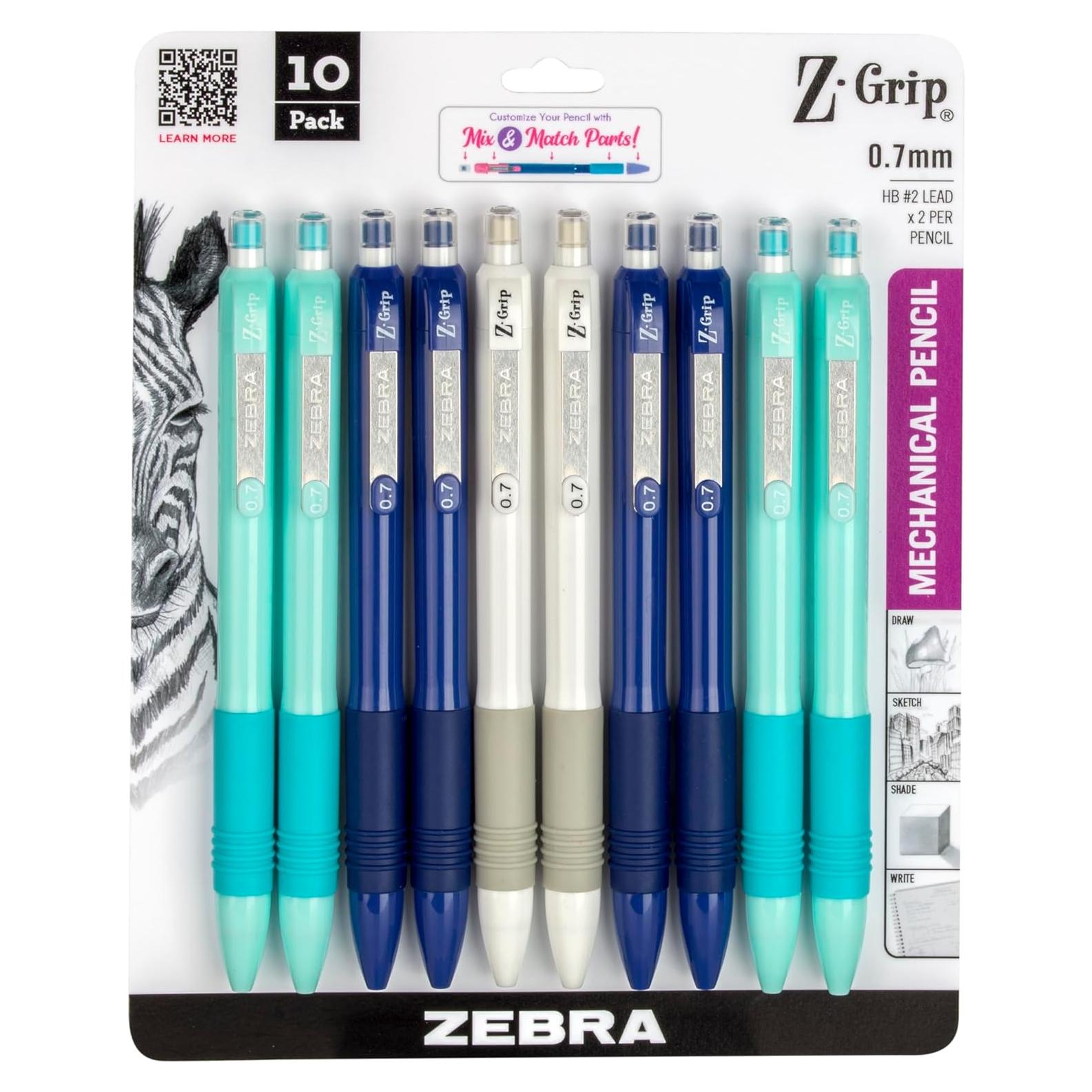 Lápiz Mecánico Zebra Pen Z-Grip 0.7mm HB #2 Paquete de 10