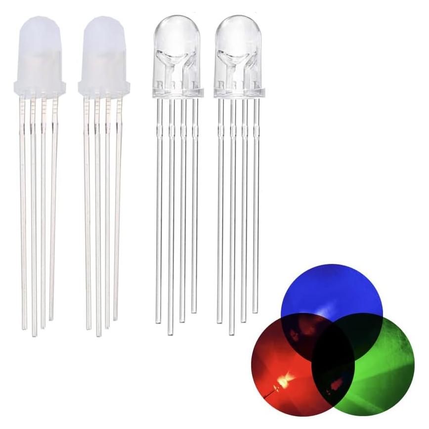 100 LEDs 5mm RGB Ánodo Común Cleiscry para Proyectos DIY