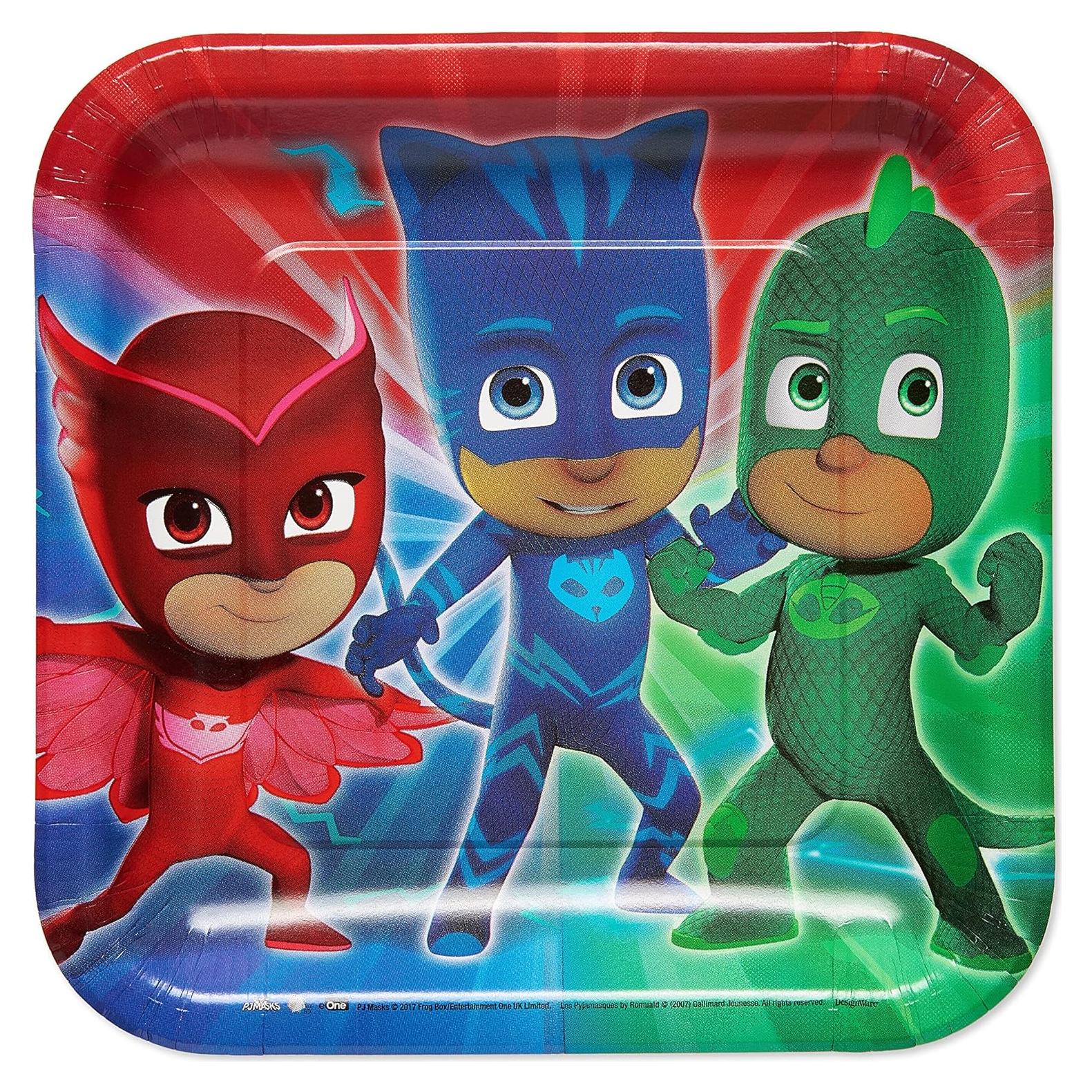 Platos de Papel Cuadrados PJ Masks - 23 cm - Paquete de 8