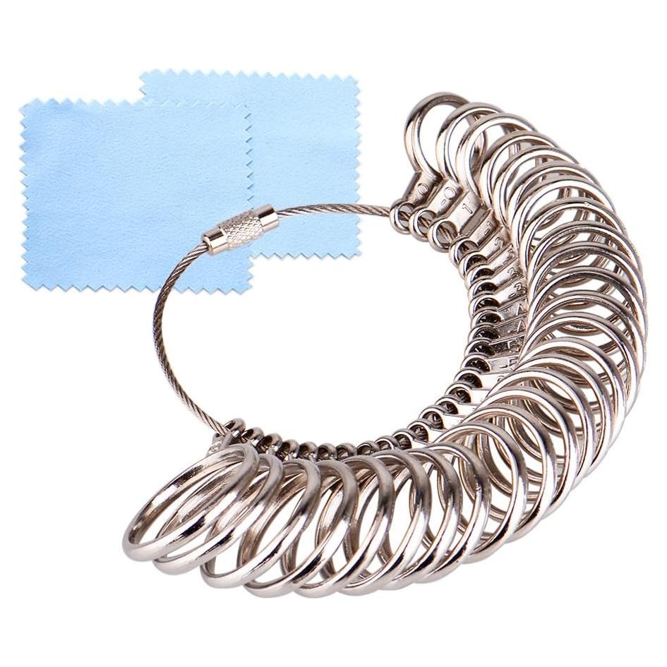 Juego de Medidores de Tamaño de Anillo KUUQA 27 Piezas Inoxidable