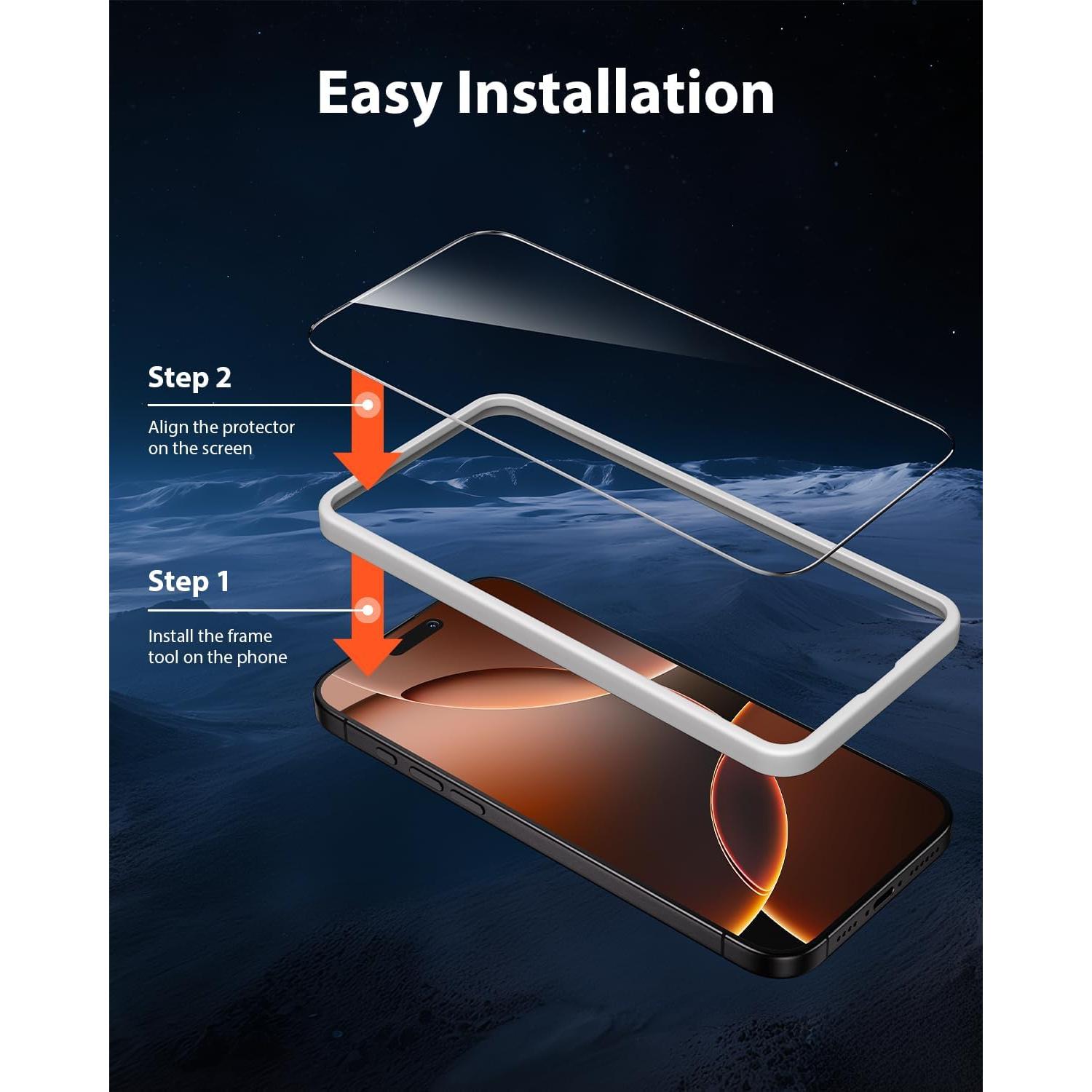 Protector de Pantalla Mkeke para iPhone 16 Pro 6.3" - Paquete de 3 Vidrio Templado 9H