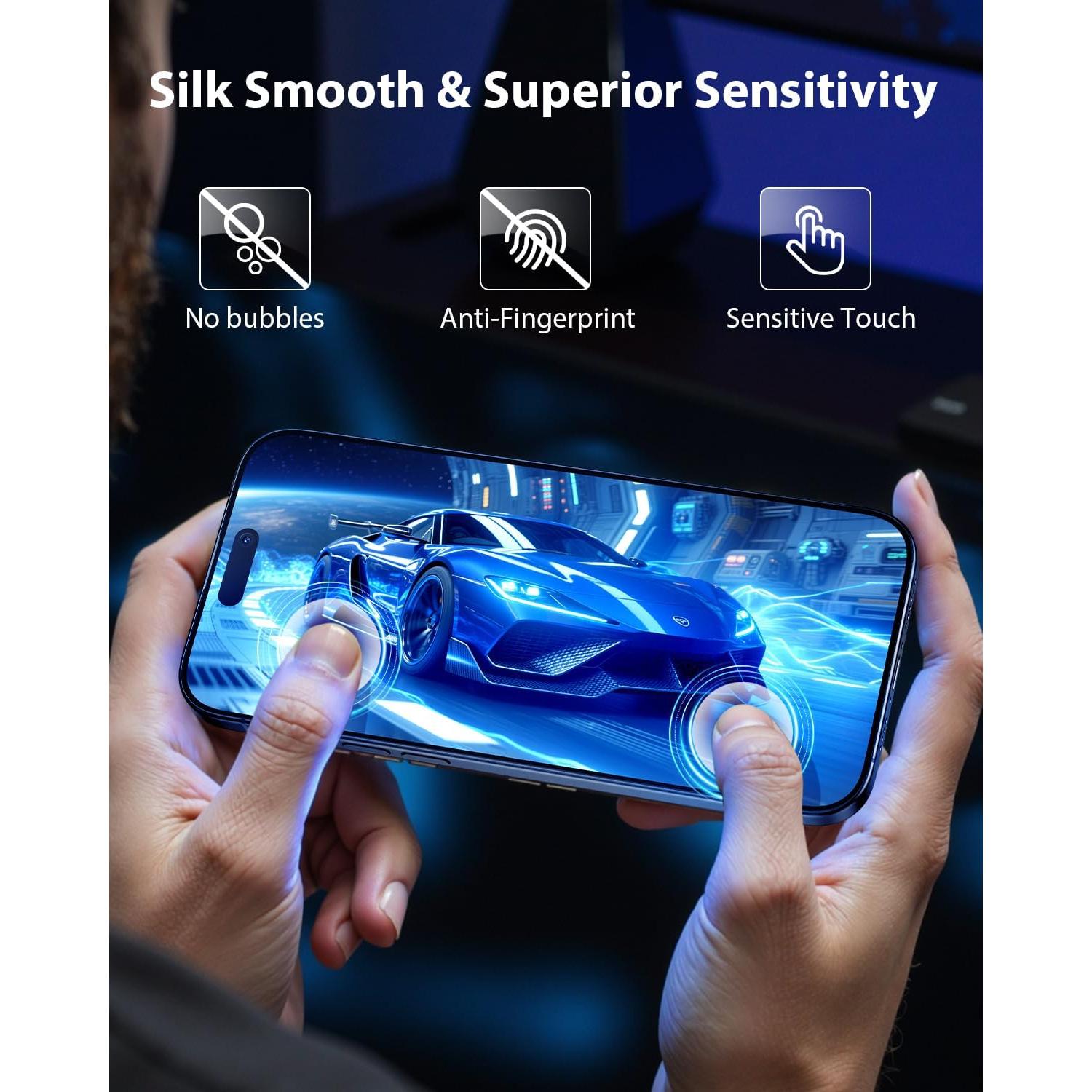 Protector de Pantalla Mkeke para iPhone 16 Pro 6.3" - Paquete de 3 Vidrio Templado 9H