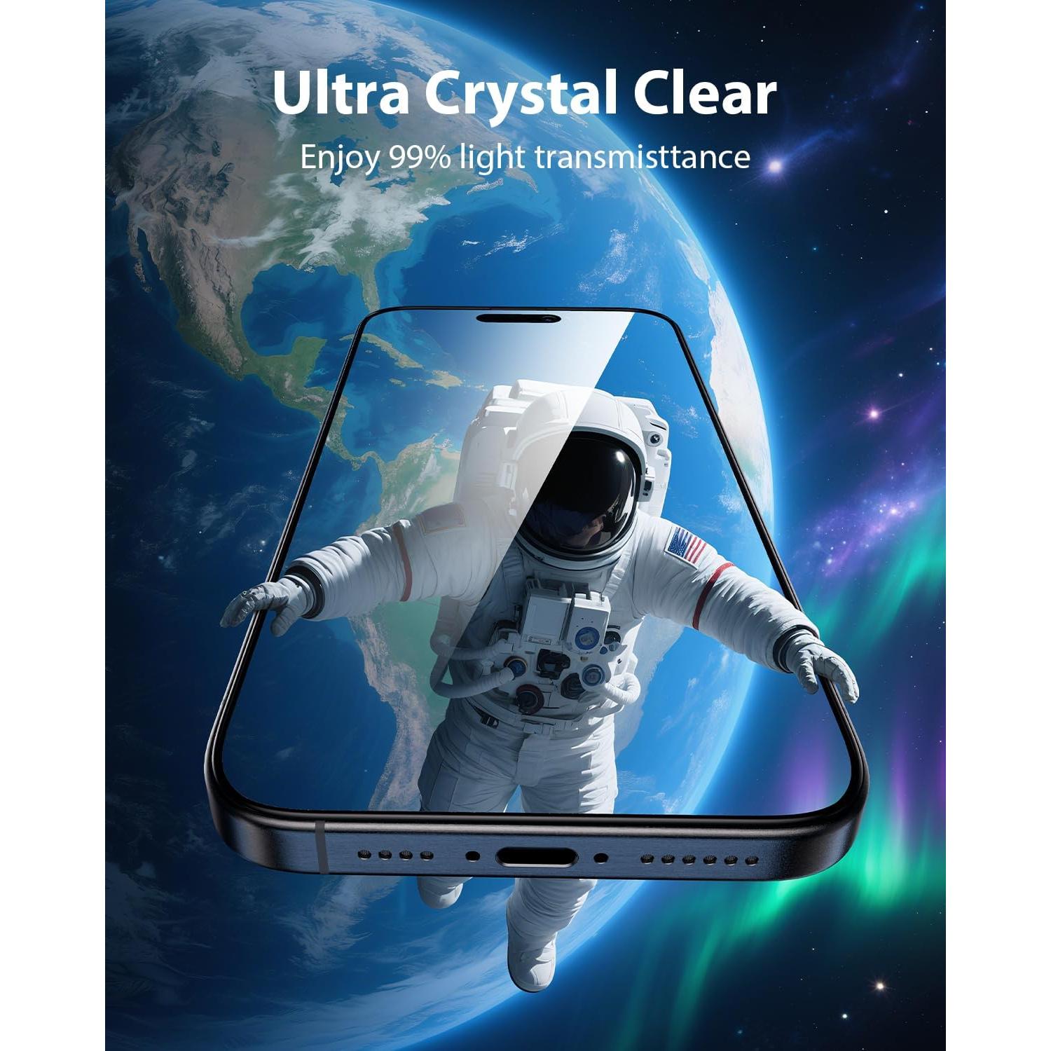 Protector de Pantalla Mkeke para iPhone 16 Pro 6.3" - Paquete de 3 Vidrio Templado 9H