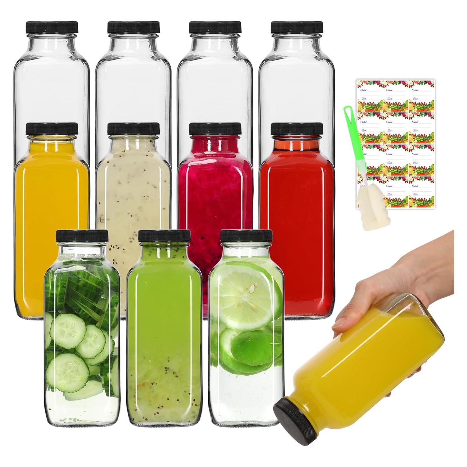 Botellas de vidrio AuroTrends 360ml con tapas - Set de 12