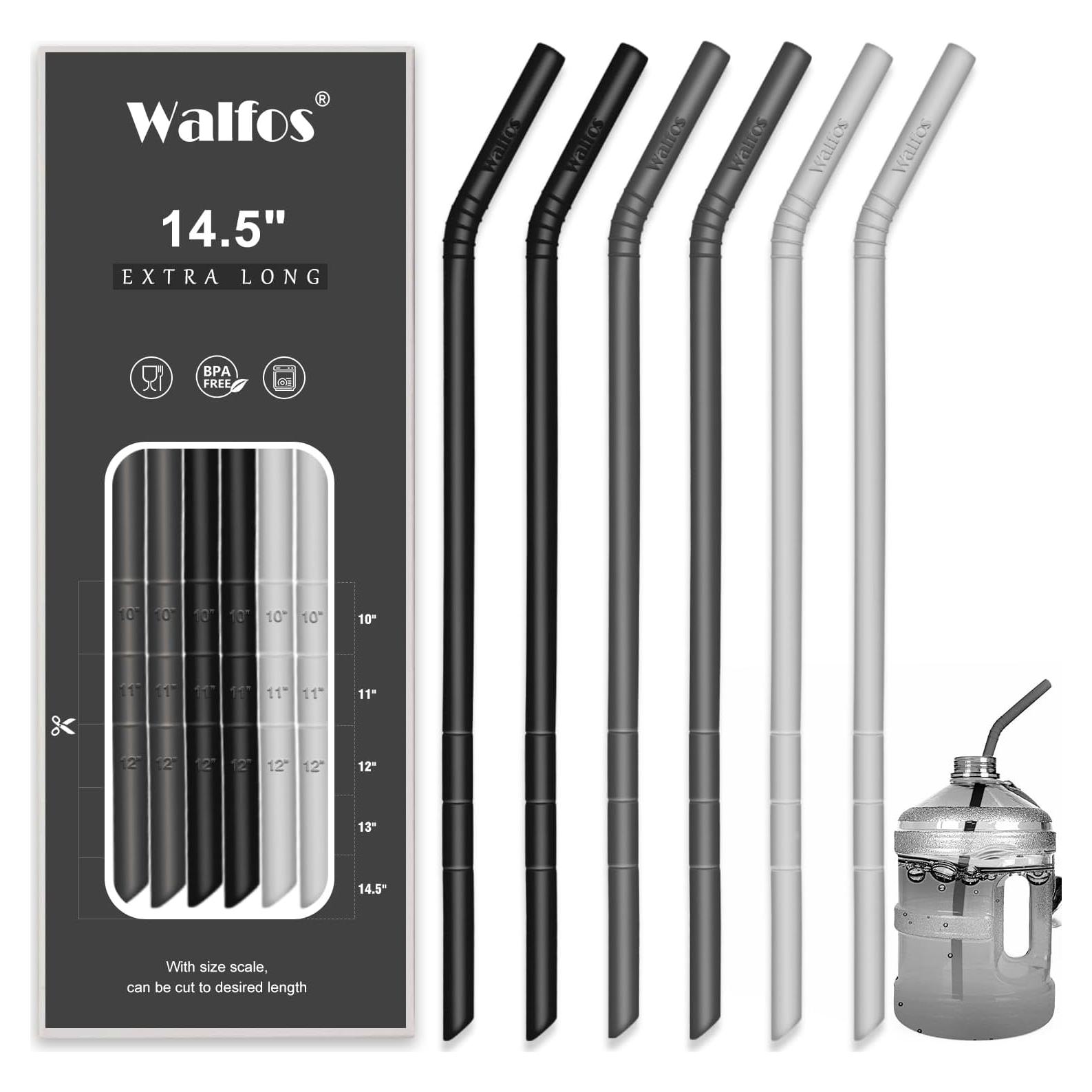 Pajitas de Silicona Reutilizables Walfos 36.83 cm 6-Pack