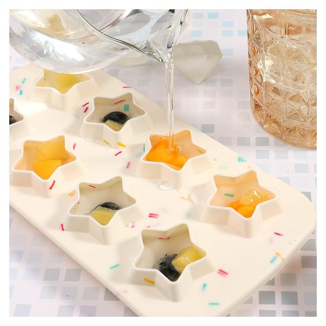 Conjunto de Moldes de Hielo de Silicona Qeewainfy 2 Piezas Estrella