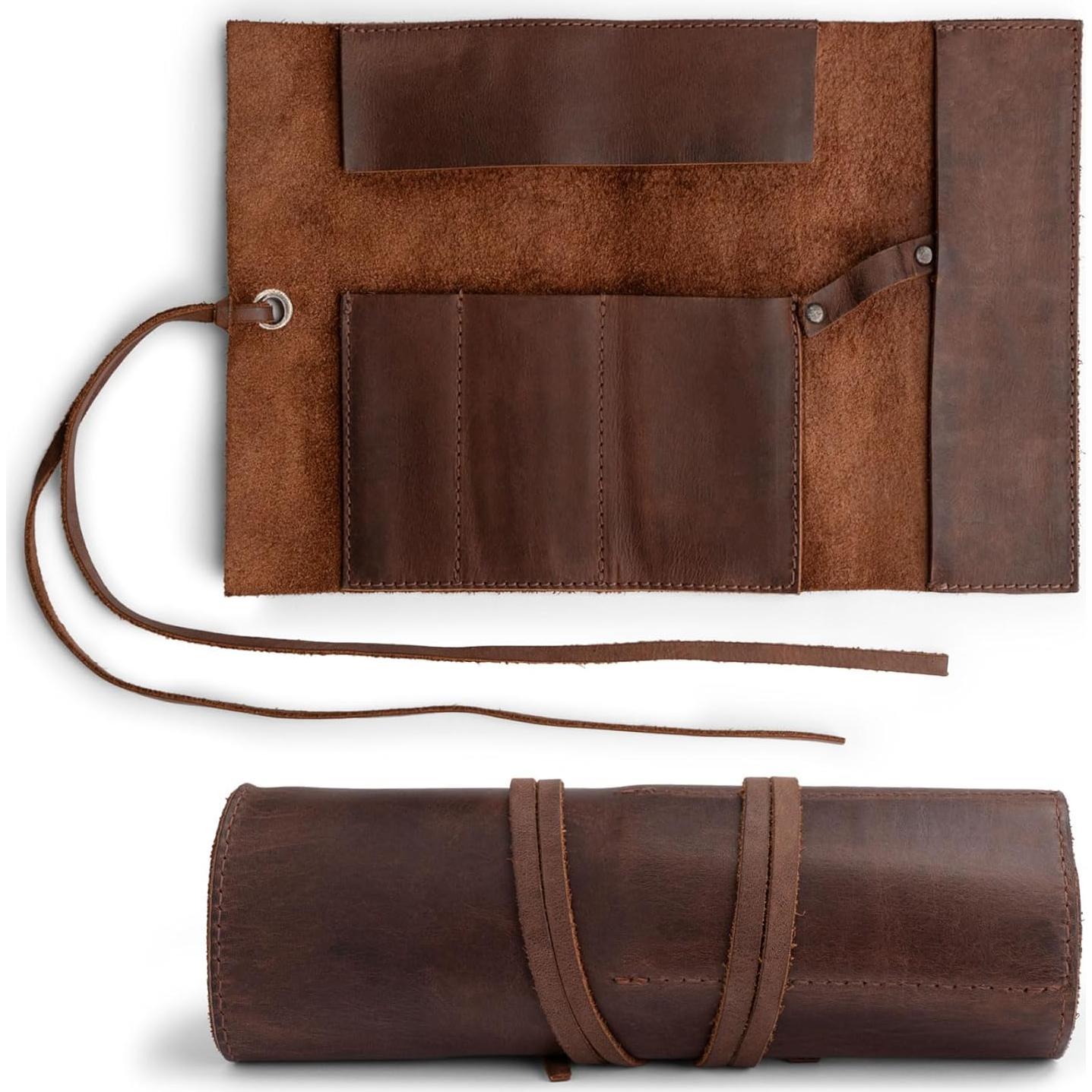 Estuche de Cuero Rústico Hide & Drink para Lápices 30.2x20.3cm