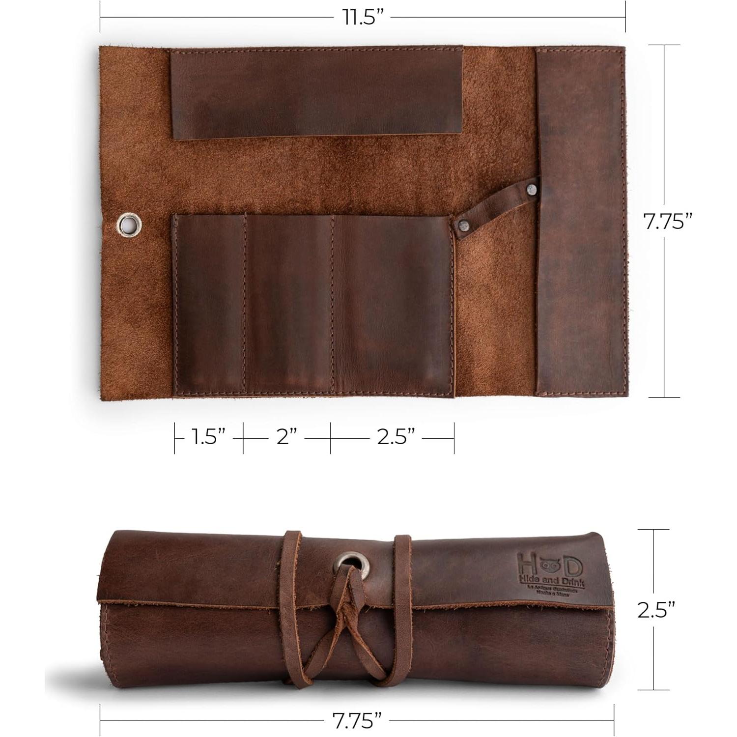 Estuche de Cuero Rústico Hide & Drink para Lápices 30.2x20.3cm