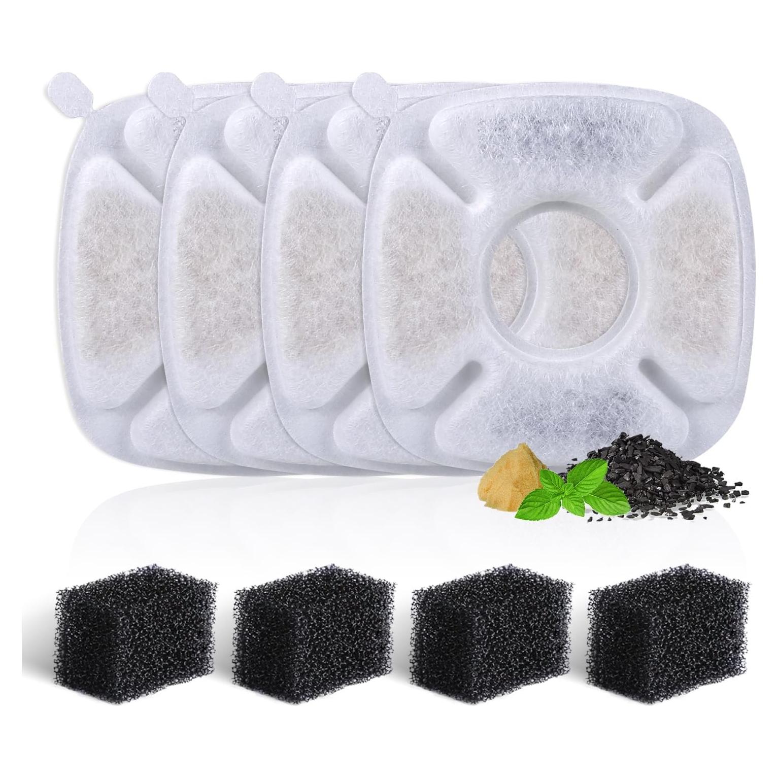 Juego de 4 Filtros y Esponjas BFLICROY para Fuente de Mascotas