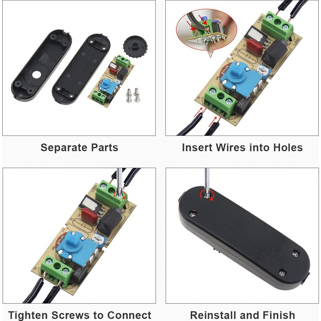 Interruptor Regulador de Luz RTNLIT Inline Negro 120V