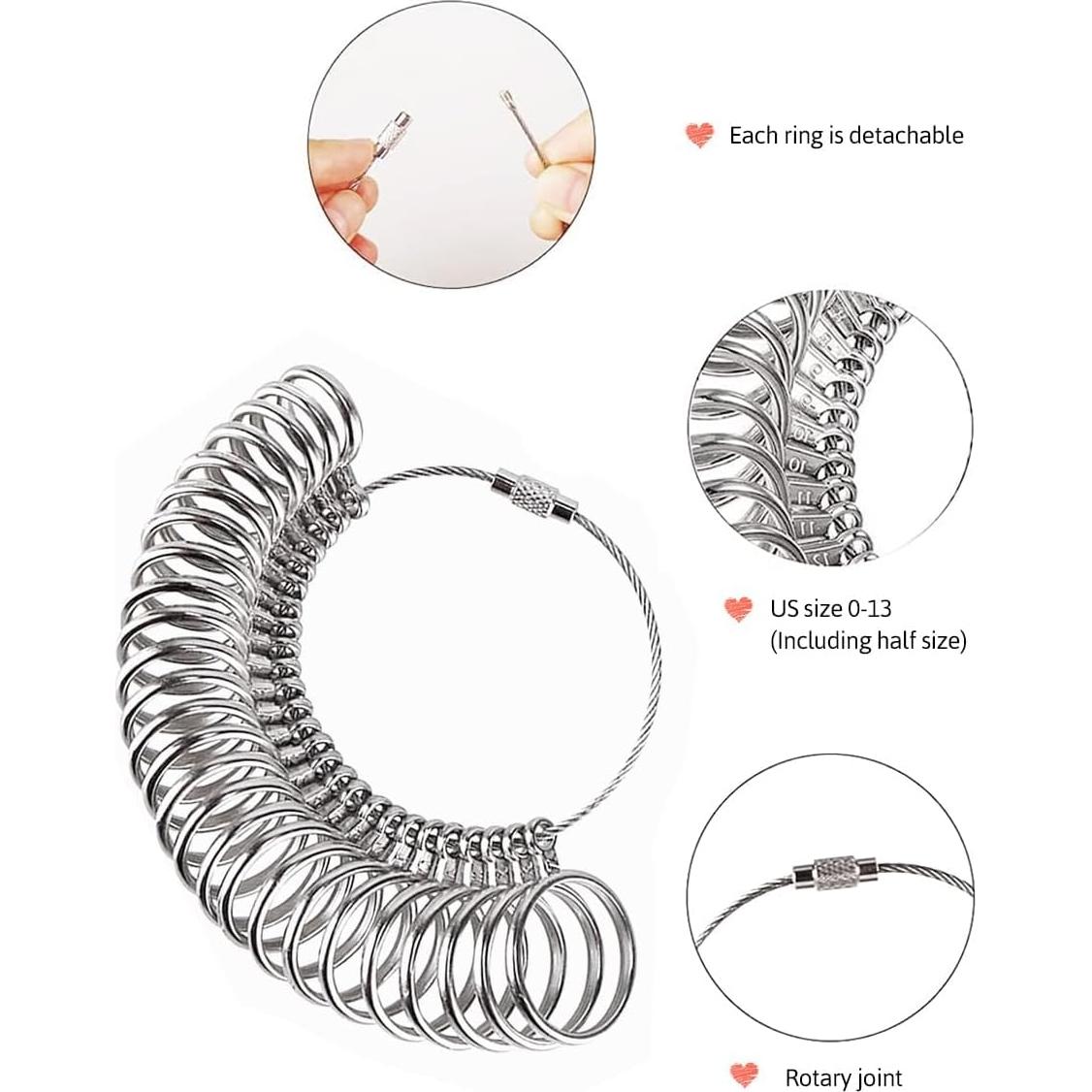 Juego de Medidores de Talla de Anillos Meowoo 3 Pcs