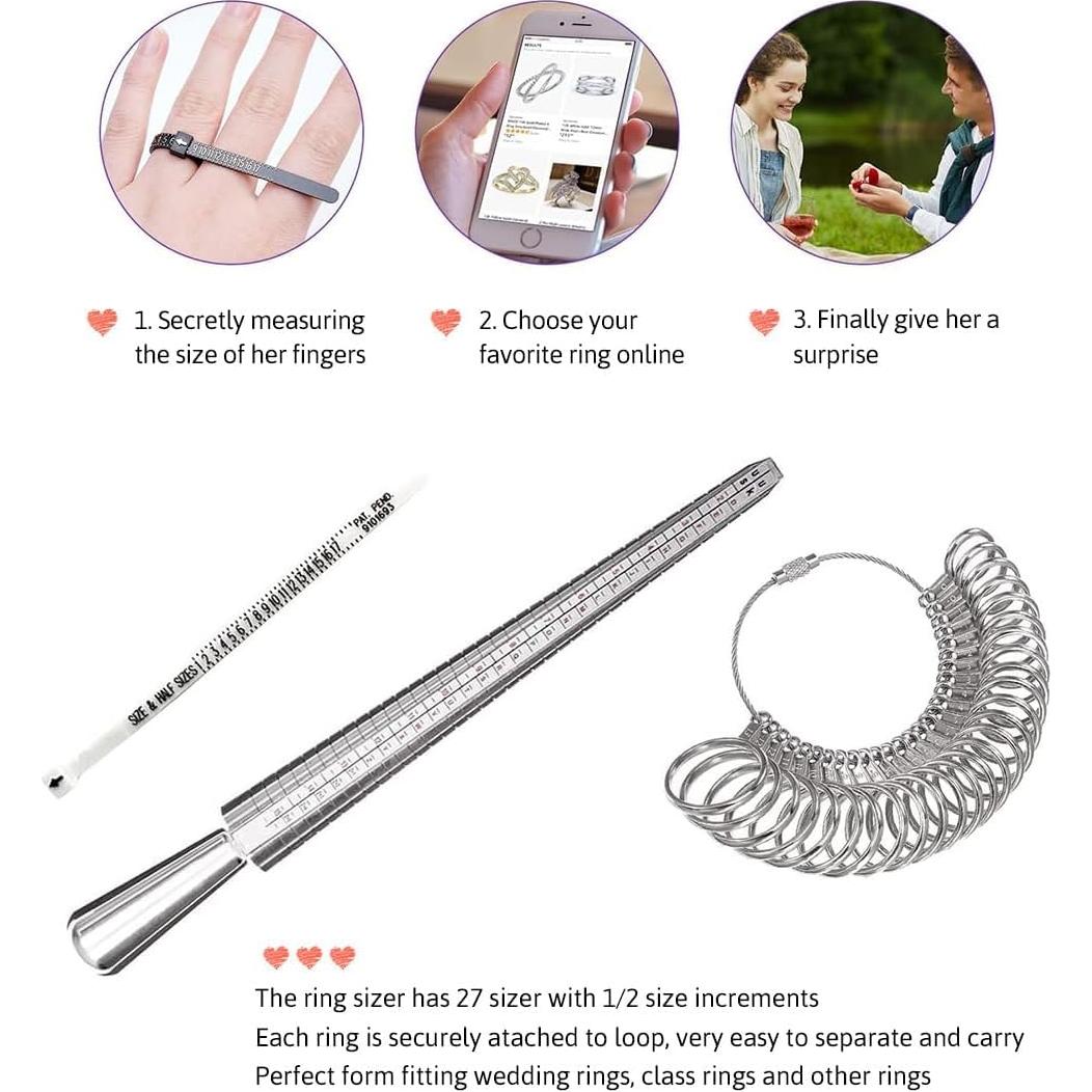 Juego de Medidores de Talla de Anillos Meowoo 3 Pcs