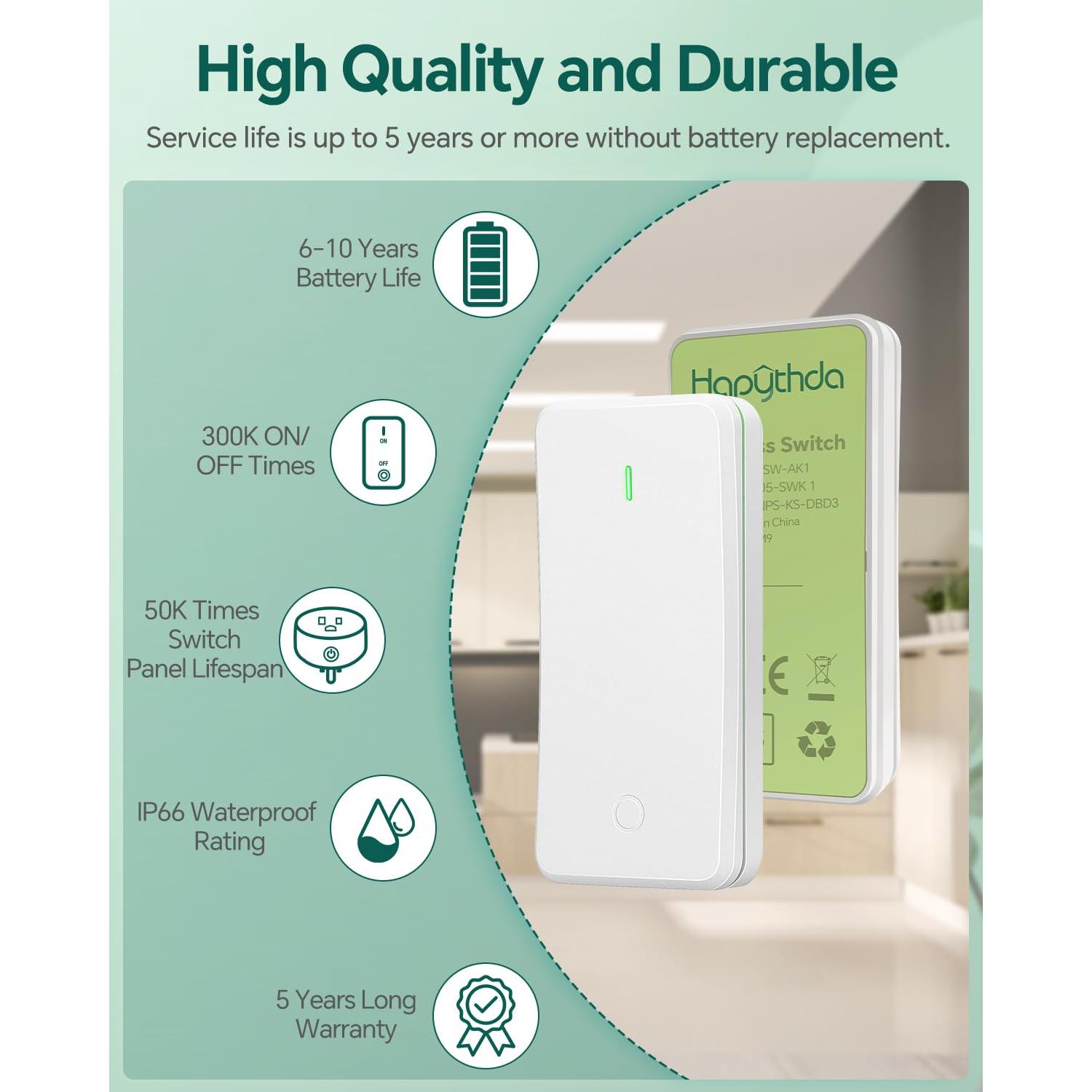 Enchufe de Control Remoto HAPYTHDA 15A 1500W Inalámbrico