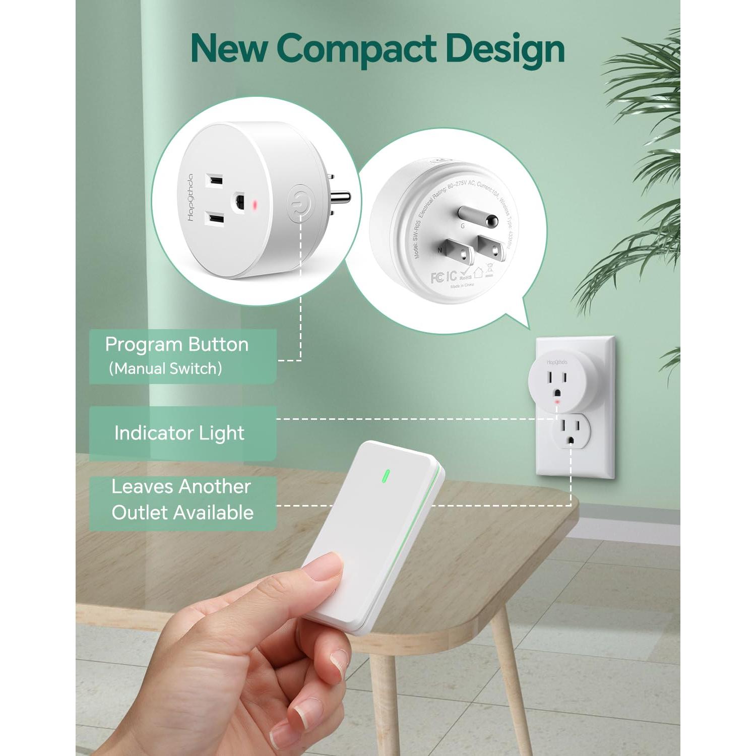 Enchufe de Control Remoto HAPYTHDA 15A 1500W Inalámbrico