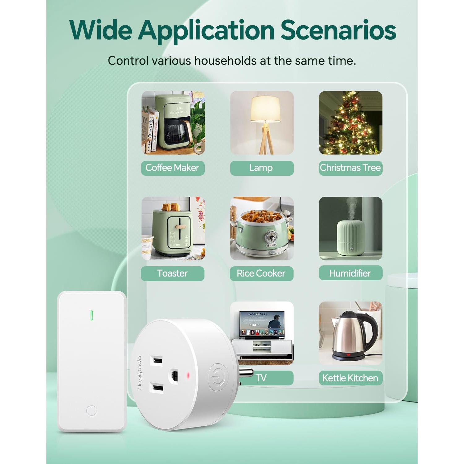 Enchufe de Control Remoto HAPYTHDA 15A 1500W Inalámbrico