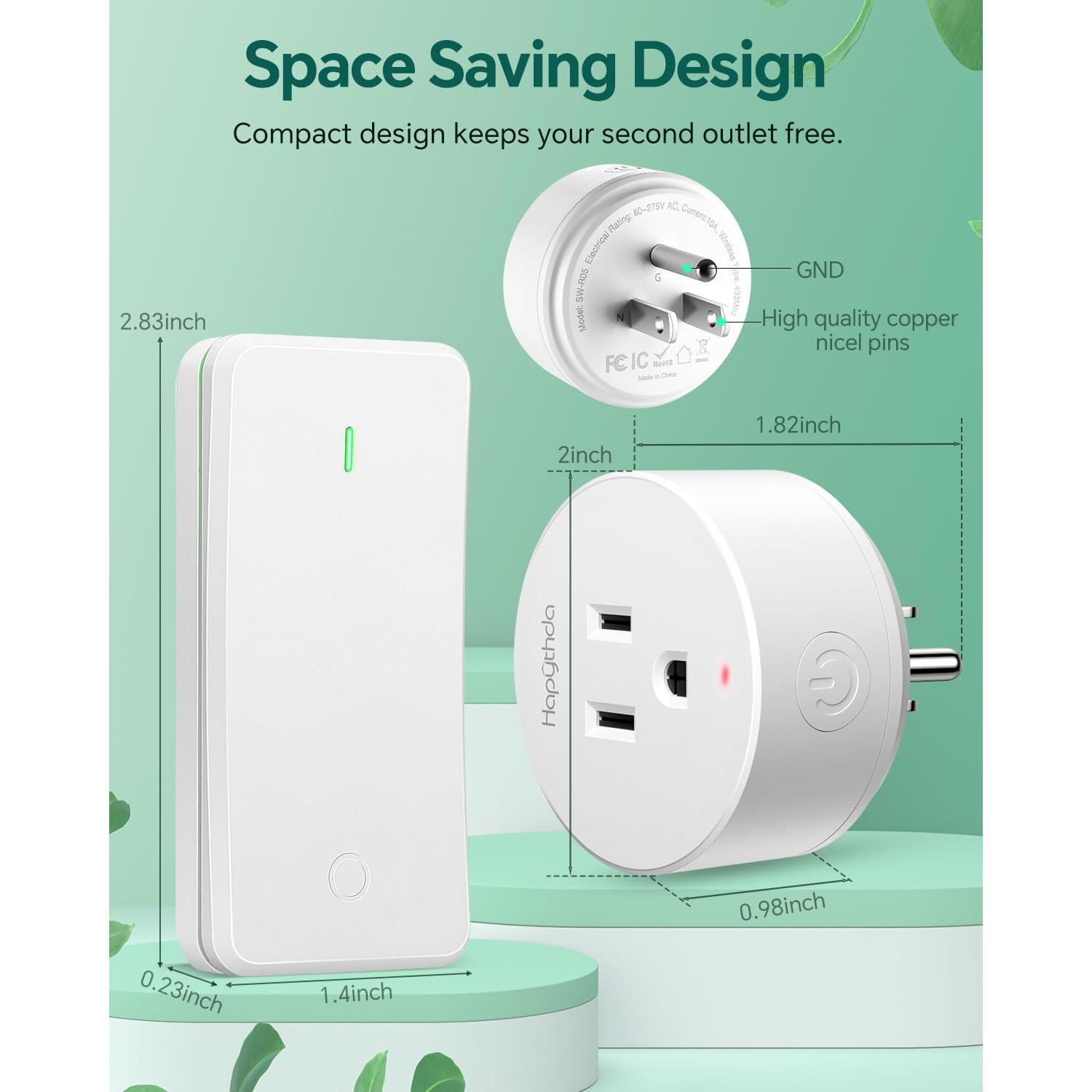 Enchufe de Control Remoto HAPYTHDA 15A 1500W Inalámbrico