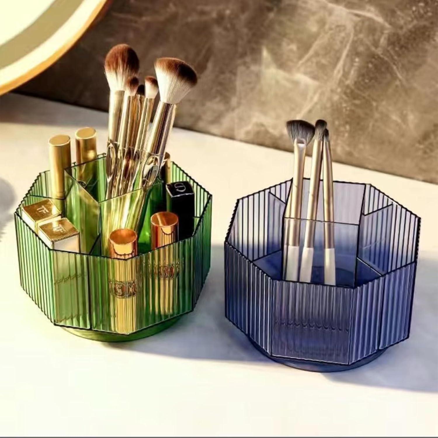 Organizador de Maquillaje Rotatorio 360° LINFIDITE Acrílico Azul