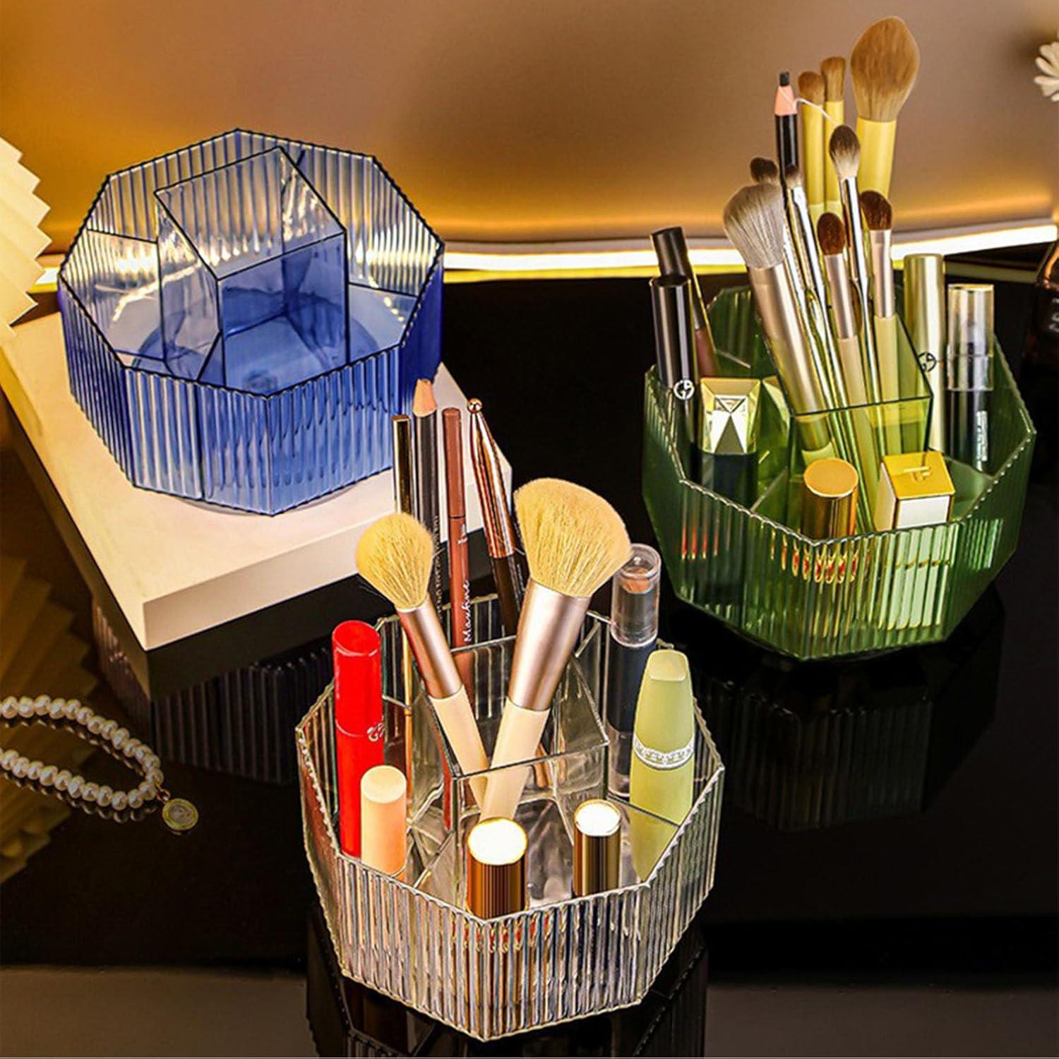 Organizador de Maquillaje Rotatorio 360° LINFIDITE Acrílico Azul