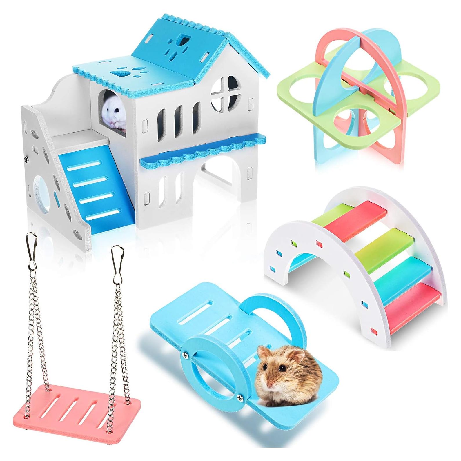 Juguetes para Hámster Skylety 5 Piezas Accesorios Madera