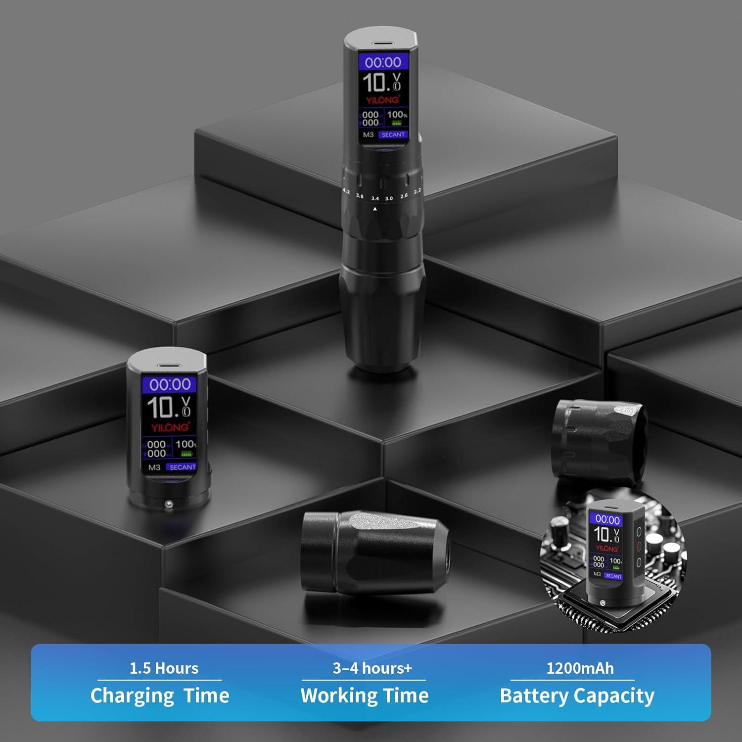 Kit de Tatuaje Inalámbrico YILONG con Pantalla LCD y 20 Agujas