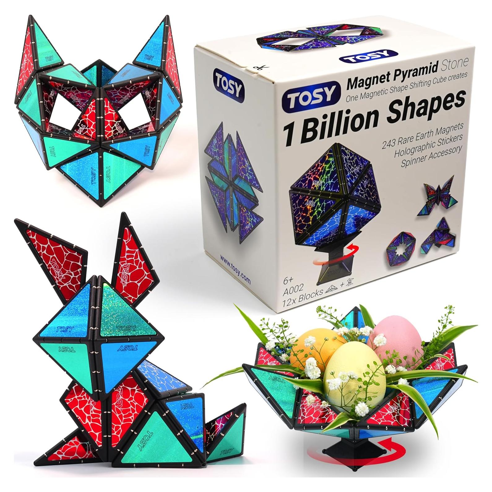 TOSY Pirámide Magnética - 12 Piezas, Diseño Holográfico