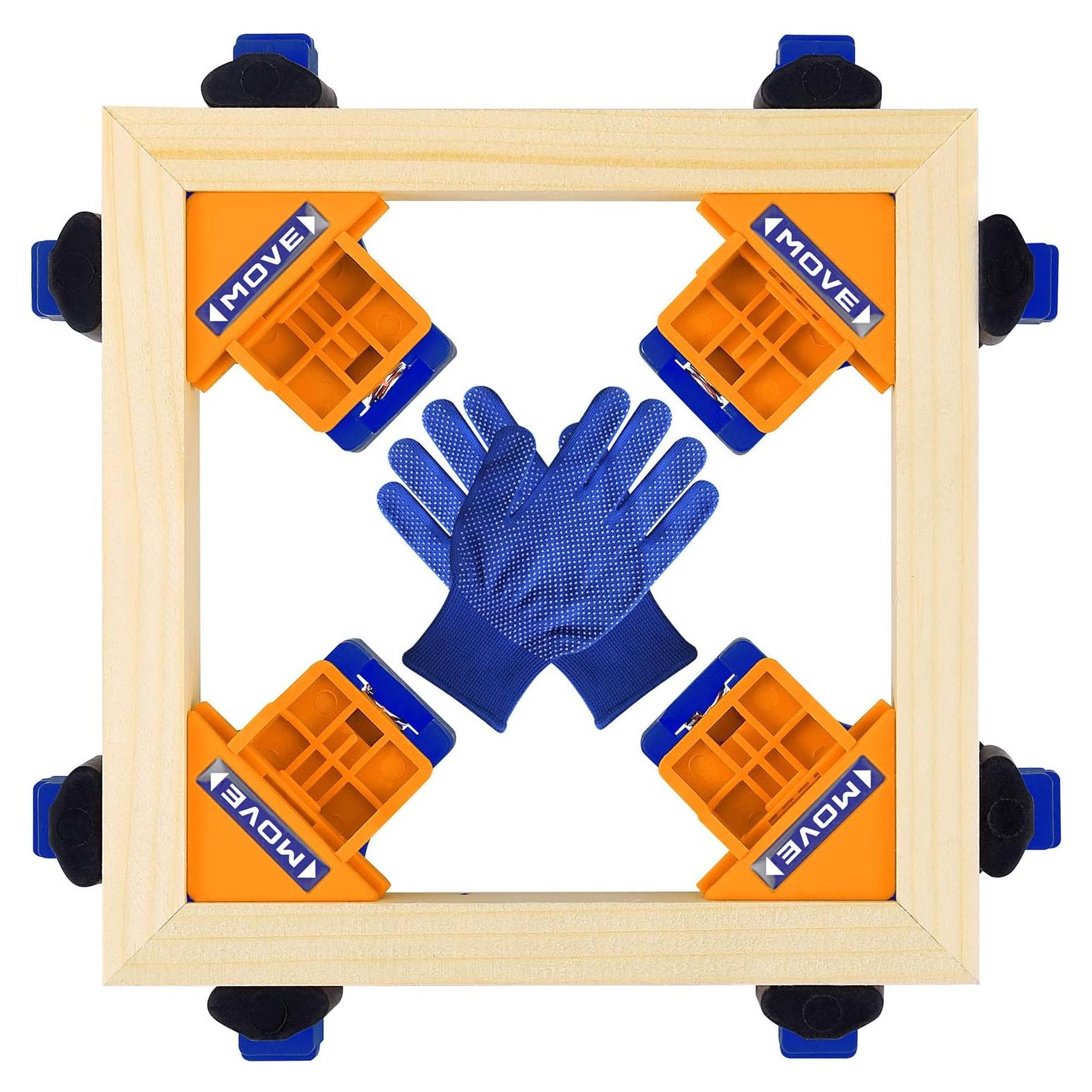 Abrazaderas de esquina YANZI, juego de 4, 90 grados, azul