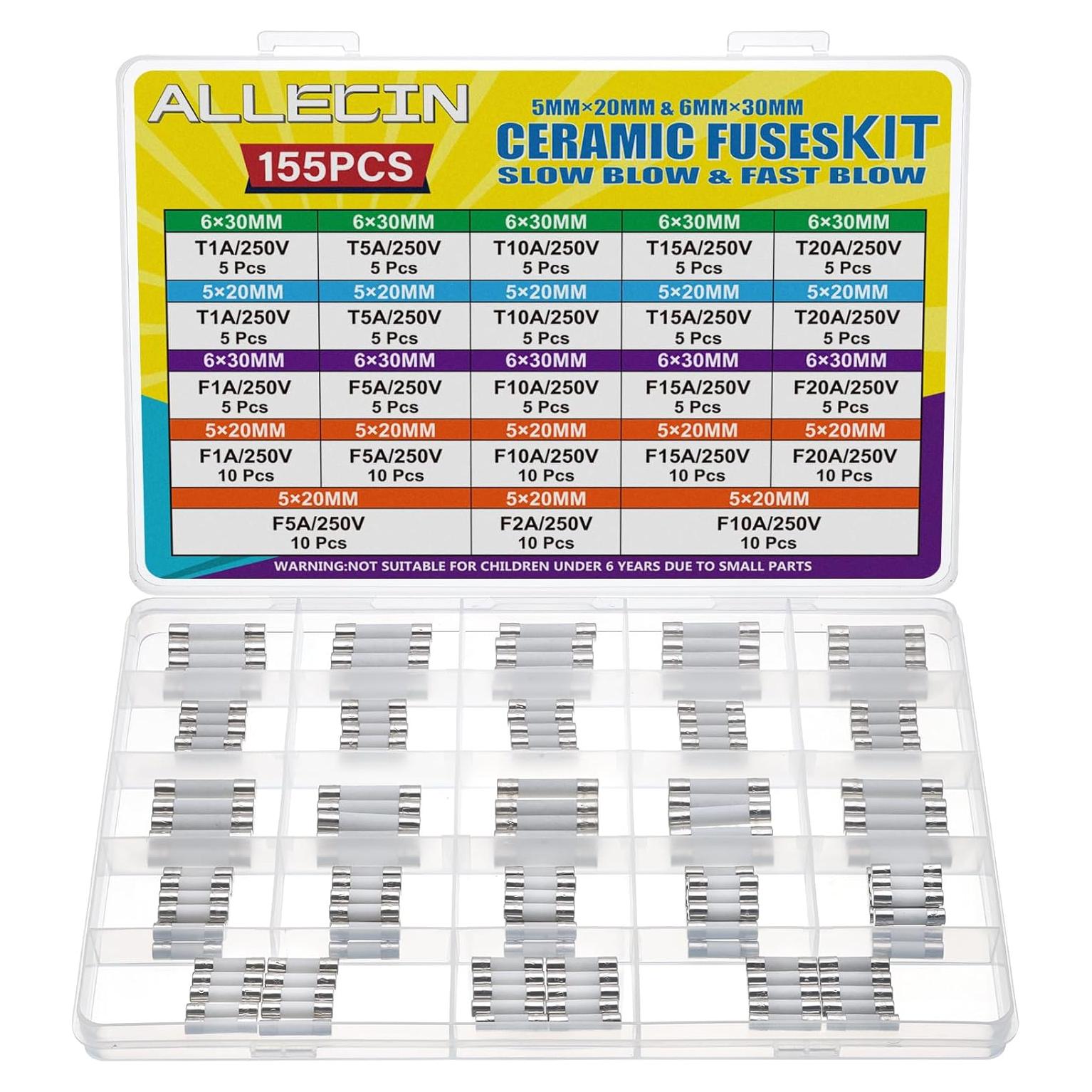 Kit de Fusibles Cerámicos ALLECIN 250V 21 Valores 5x20mm 6x30mm